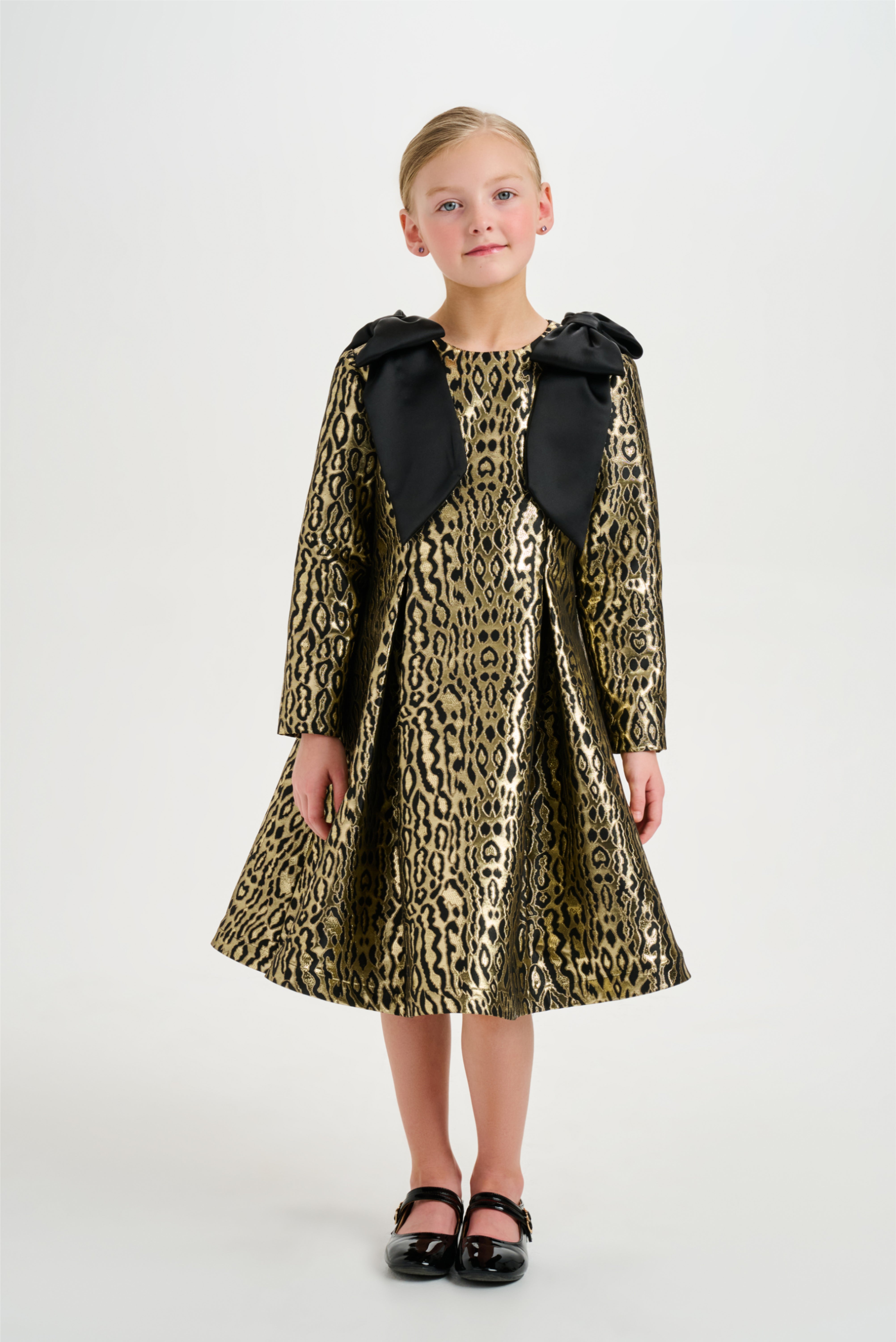 Metallic Jacquard Animal Print Dress