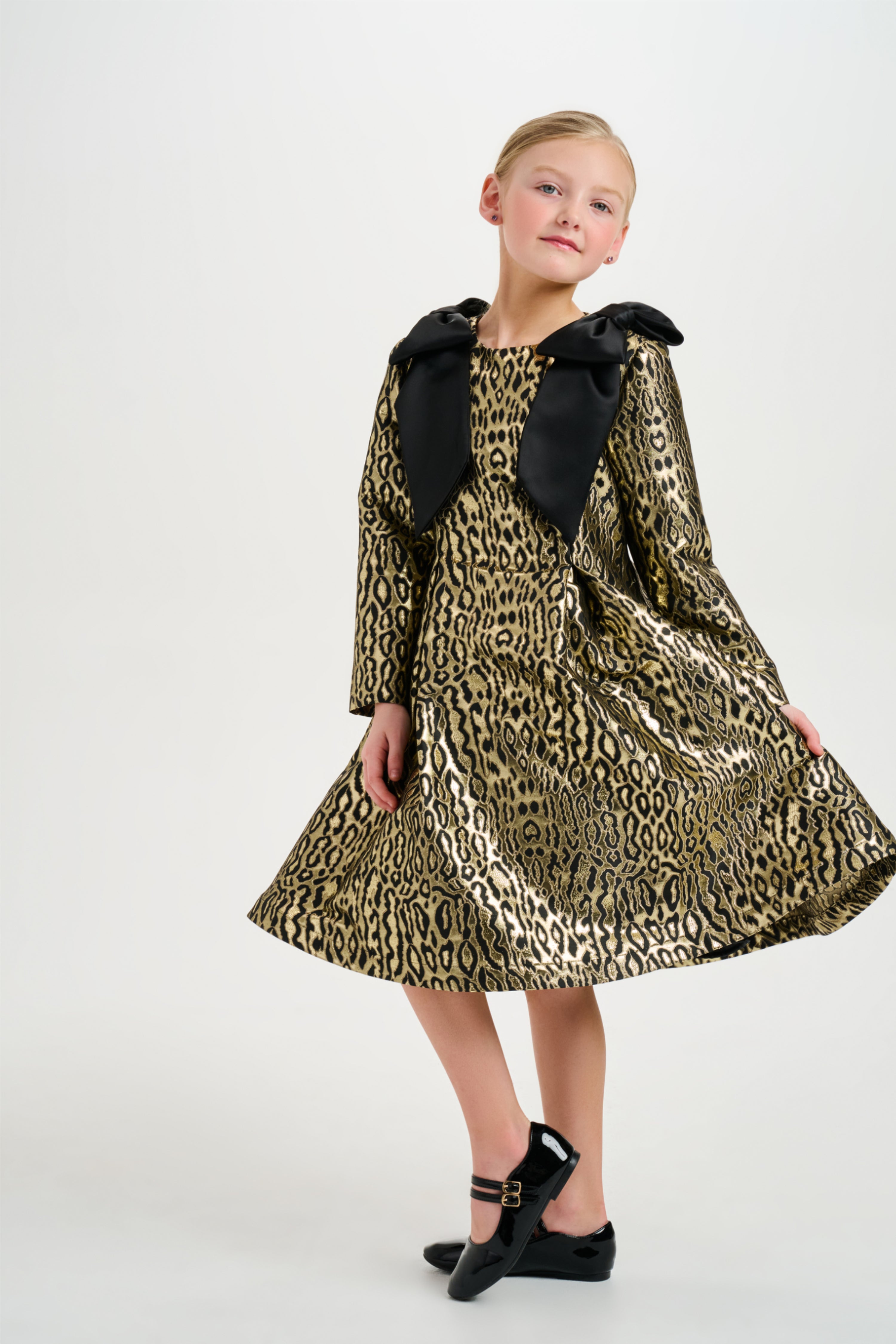 Metallic Jacquard Animal Print Dress
