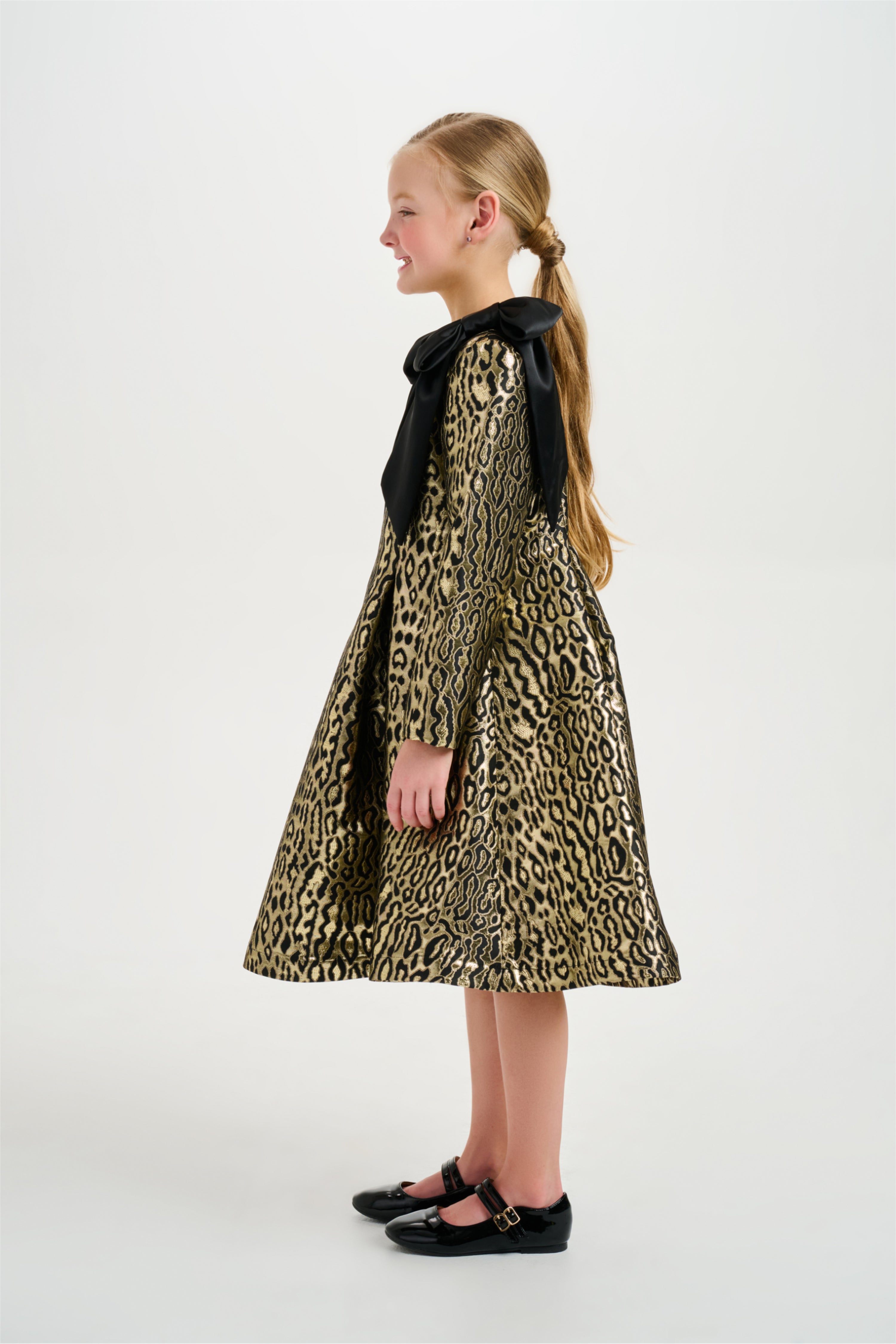 Metallic Jacquard Animal Print Dress
