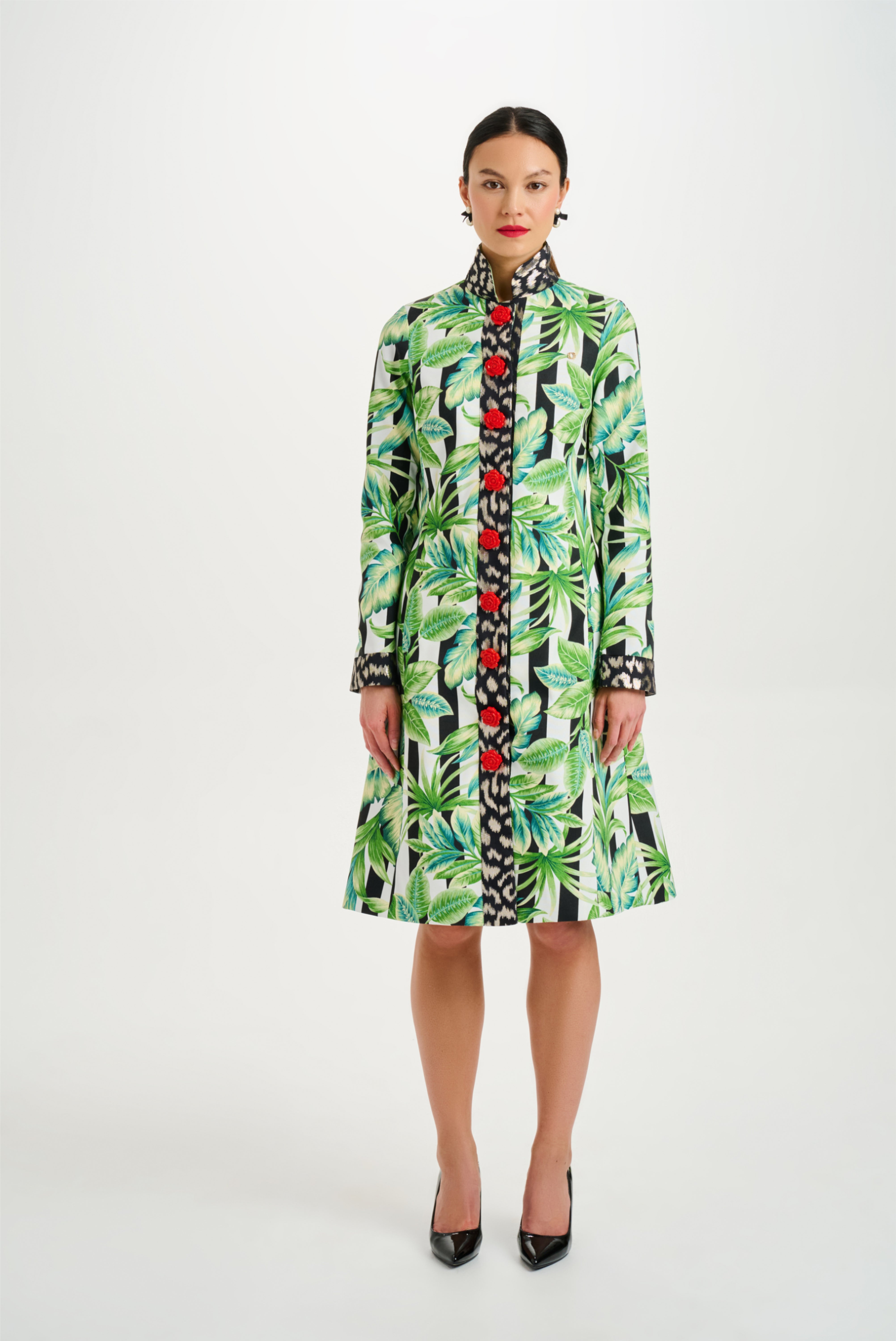 Abstract Tropical Coat Dress