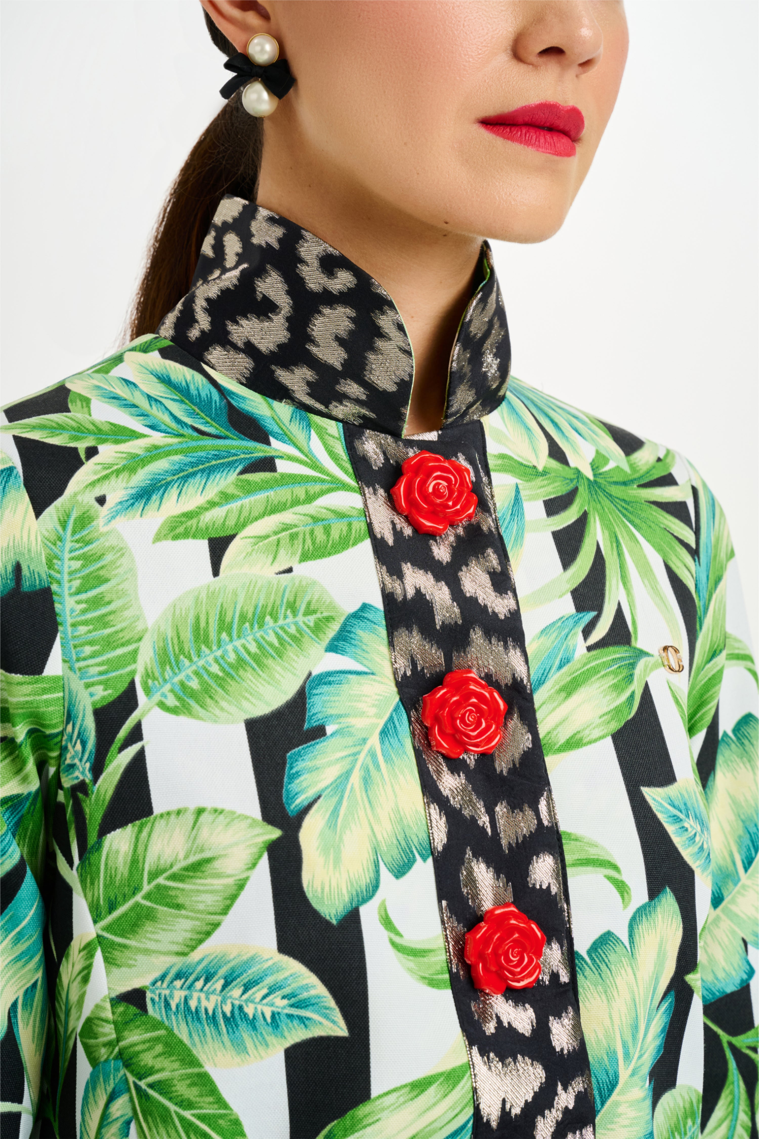 Abstract Tropical Coat Dress
