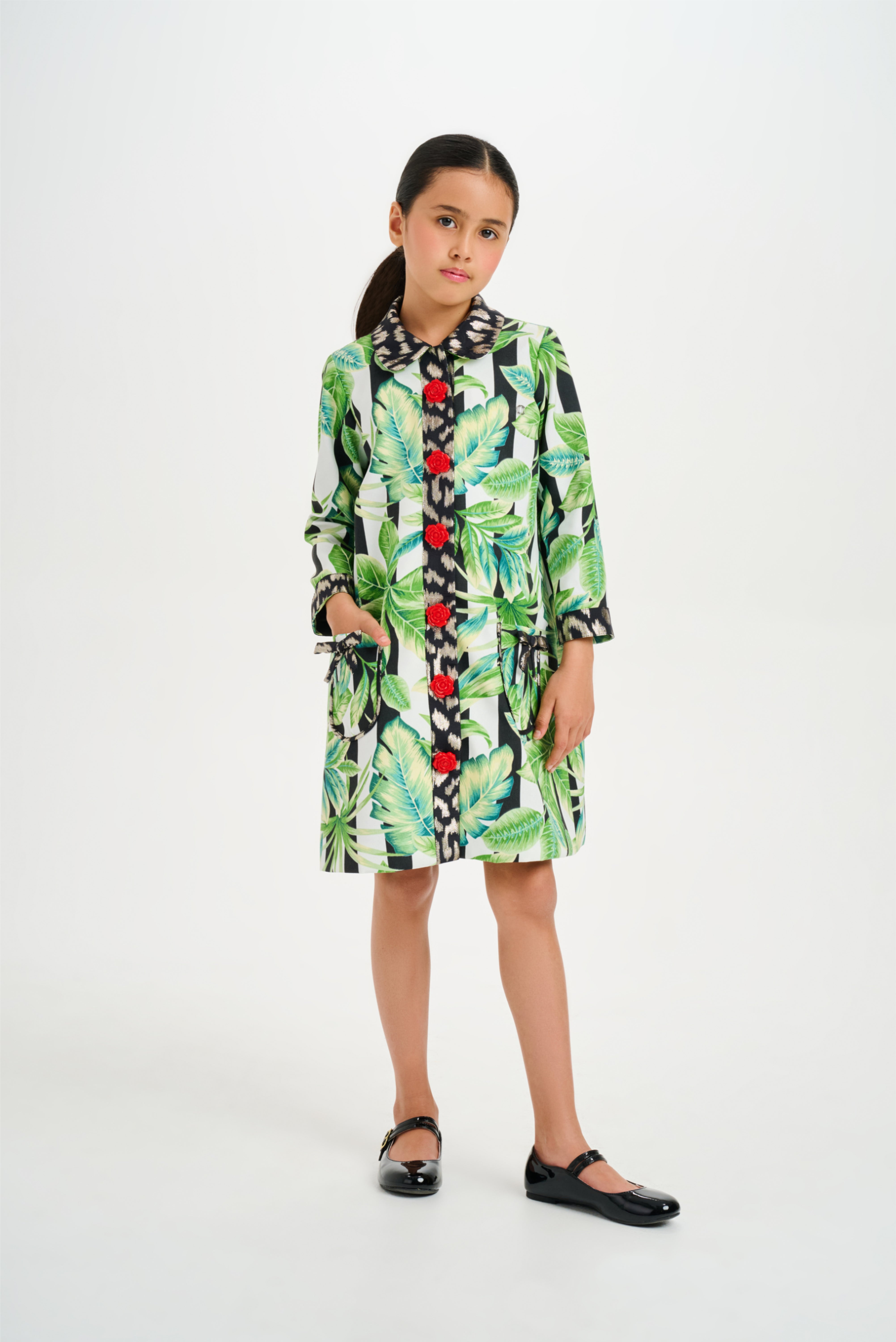 Abstract Tropical Coat Dress