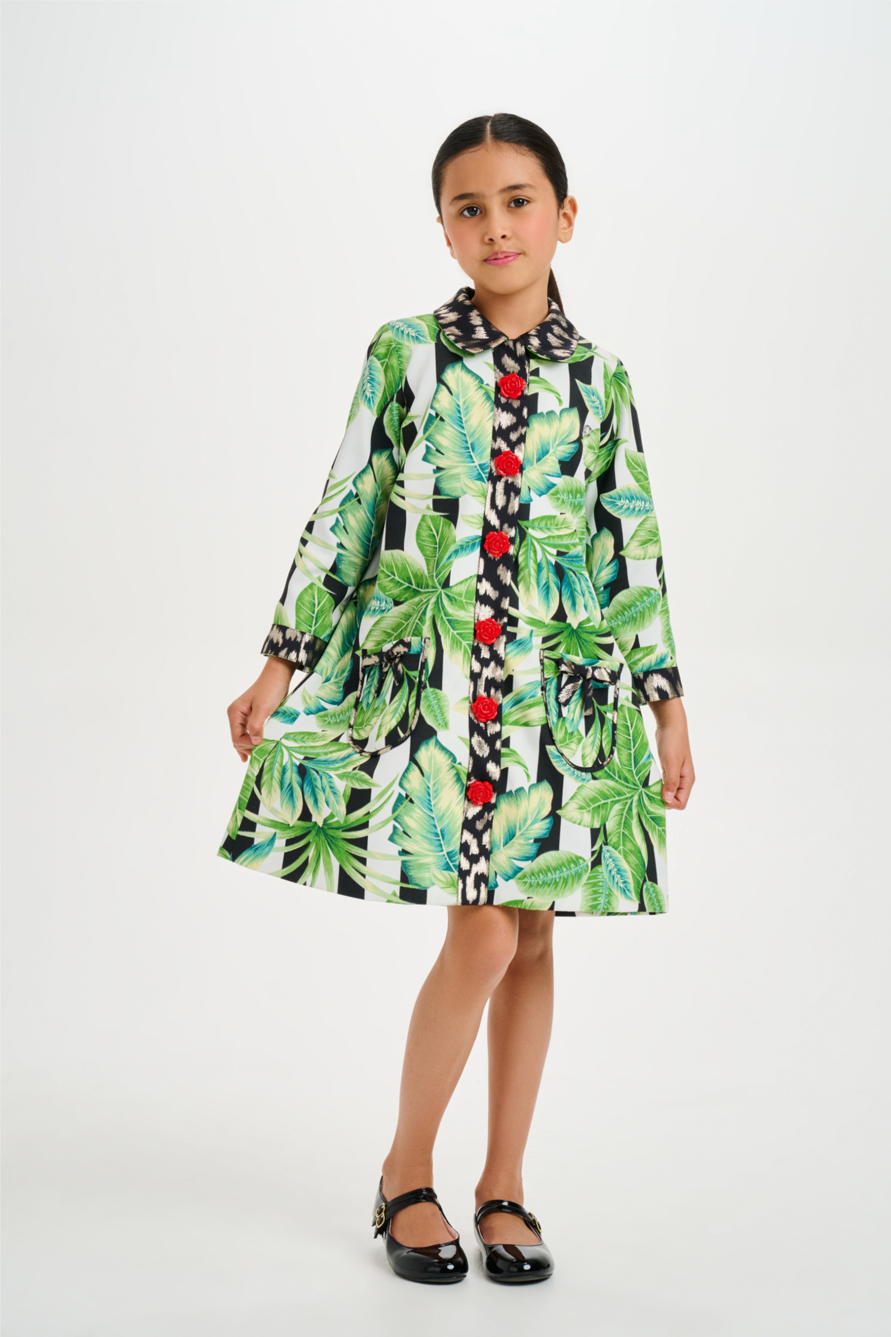 Abstract Tropical Coat Dress