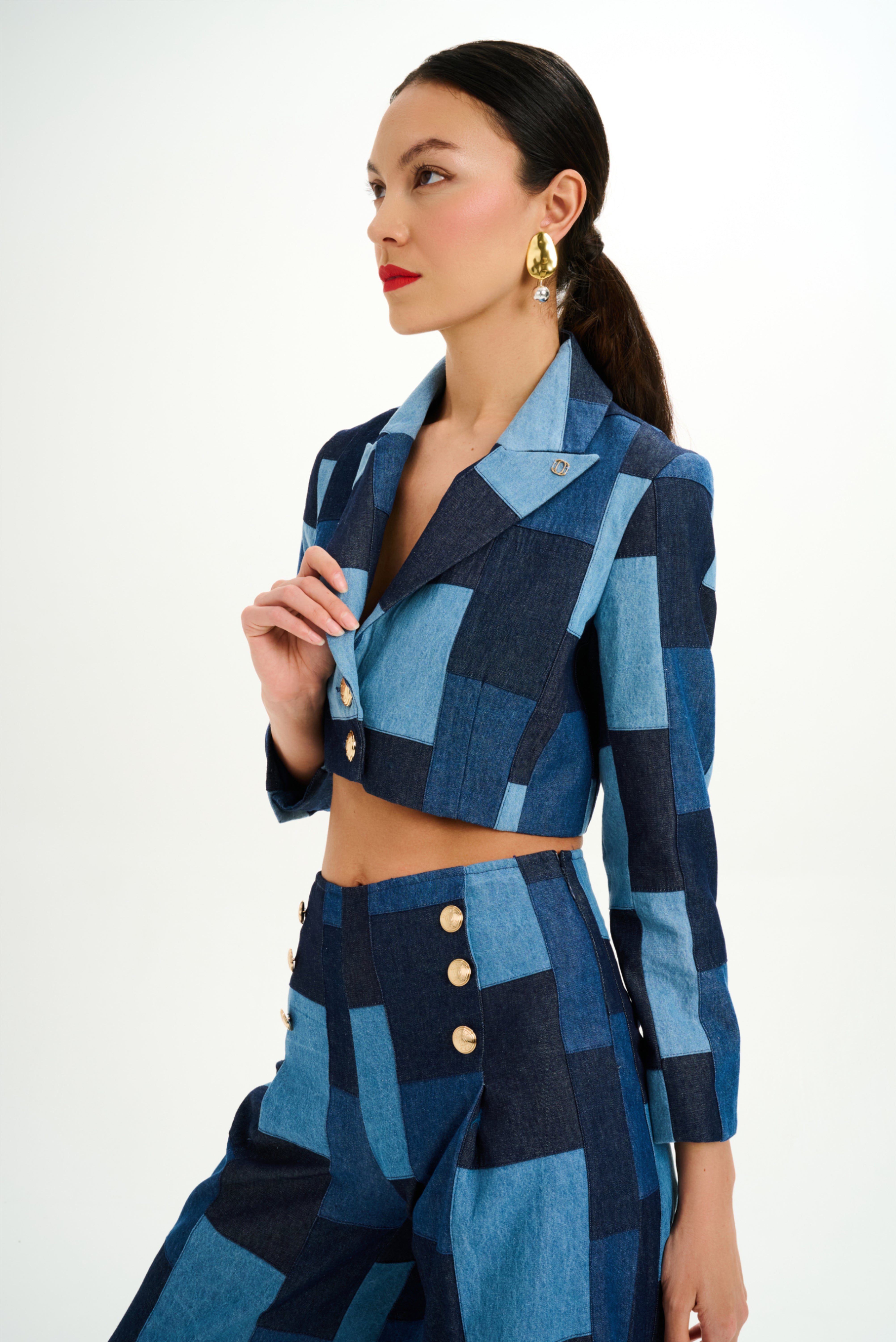 Patchwork Denim Crop Jacket