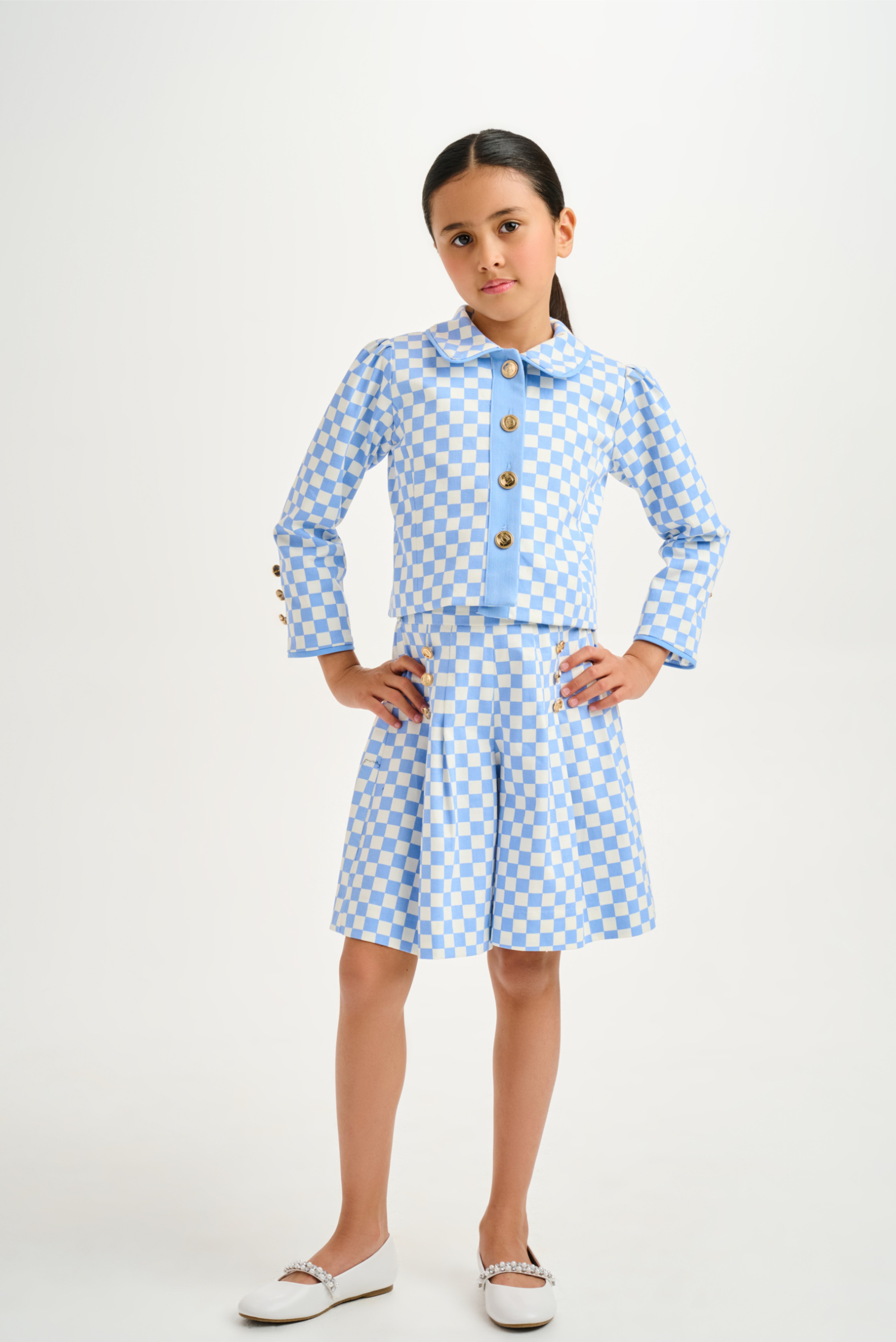 Checker Denim culottes Shorts