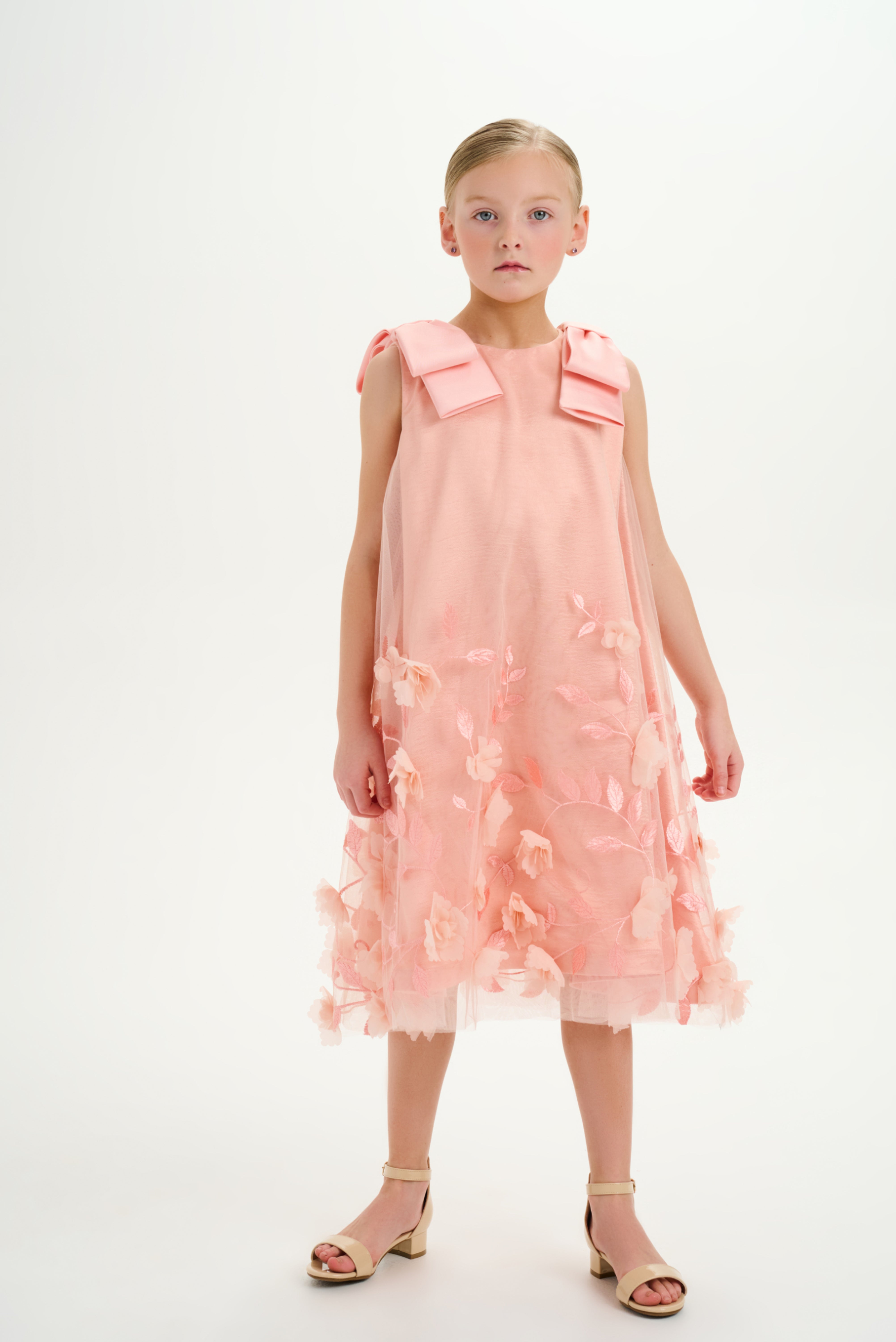 Embroidered 3D Flower Mesh Dress