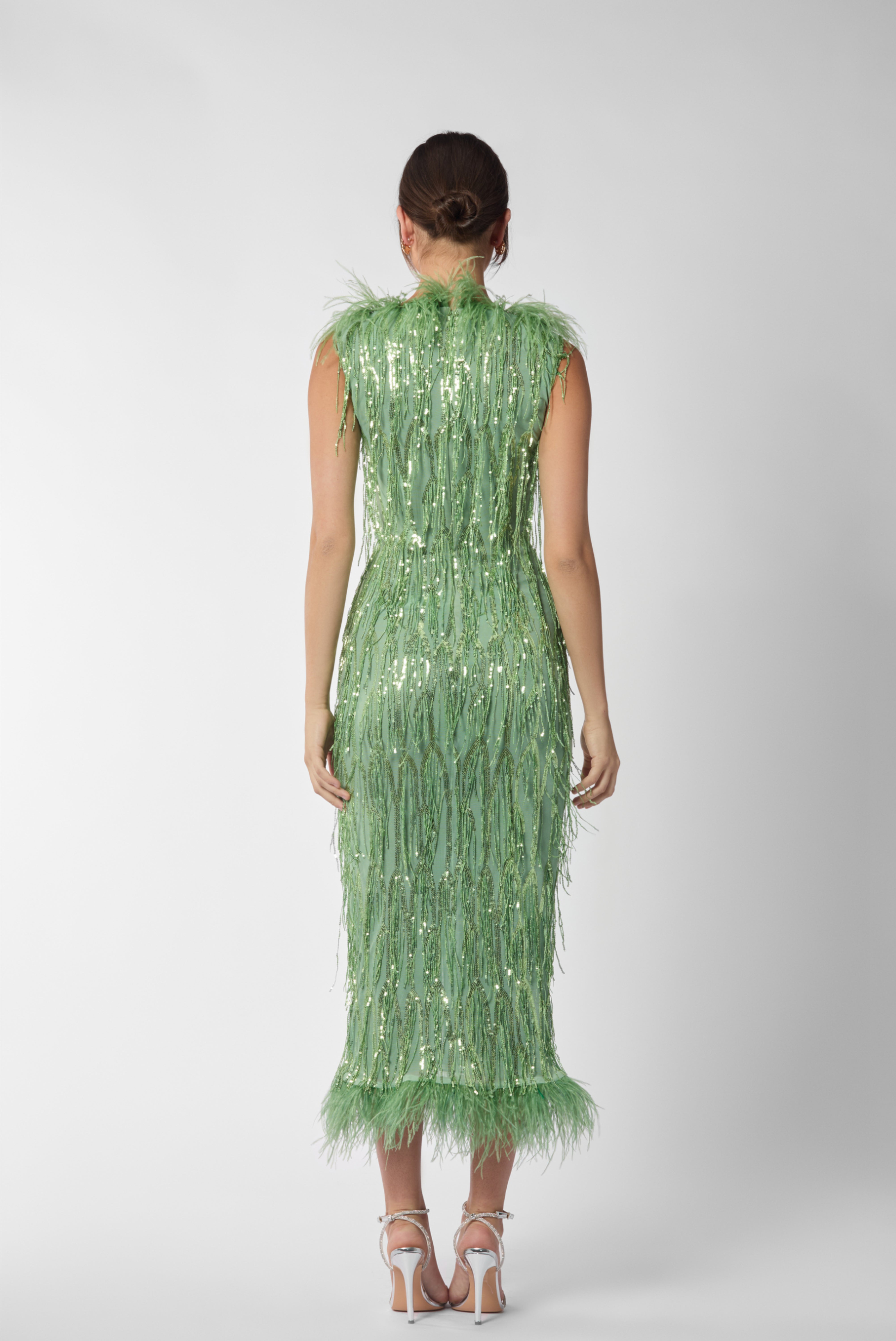 Fitted Sequin Fringe Mididress