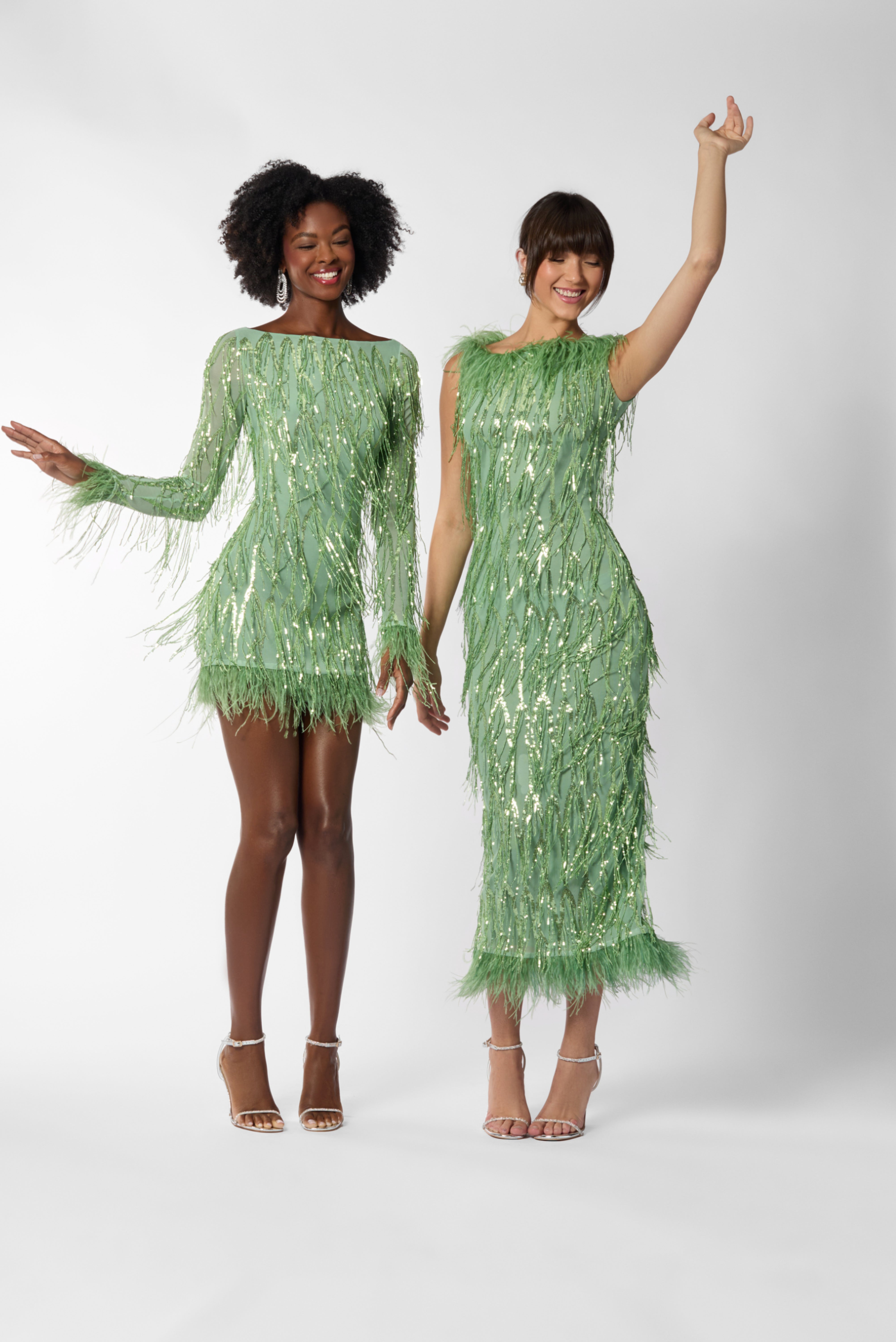 Fitted Sequin Fringe Mididress