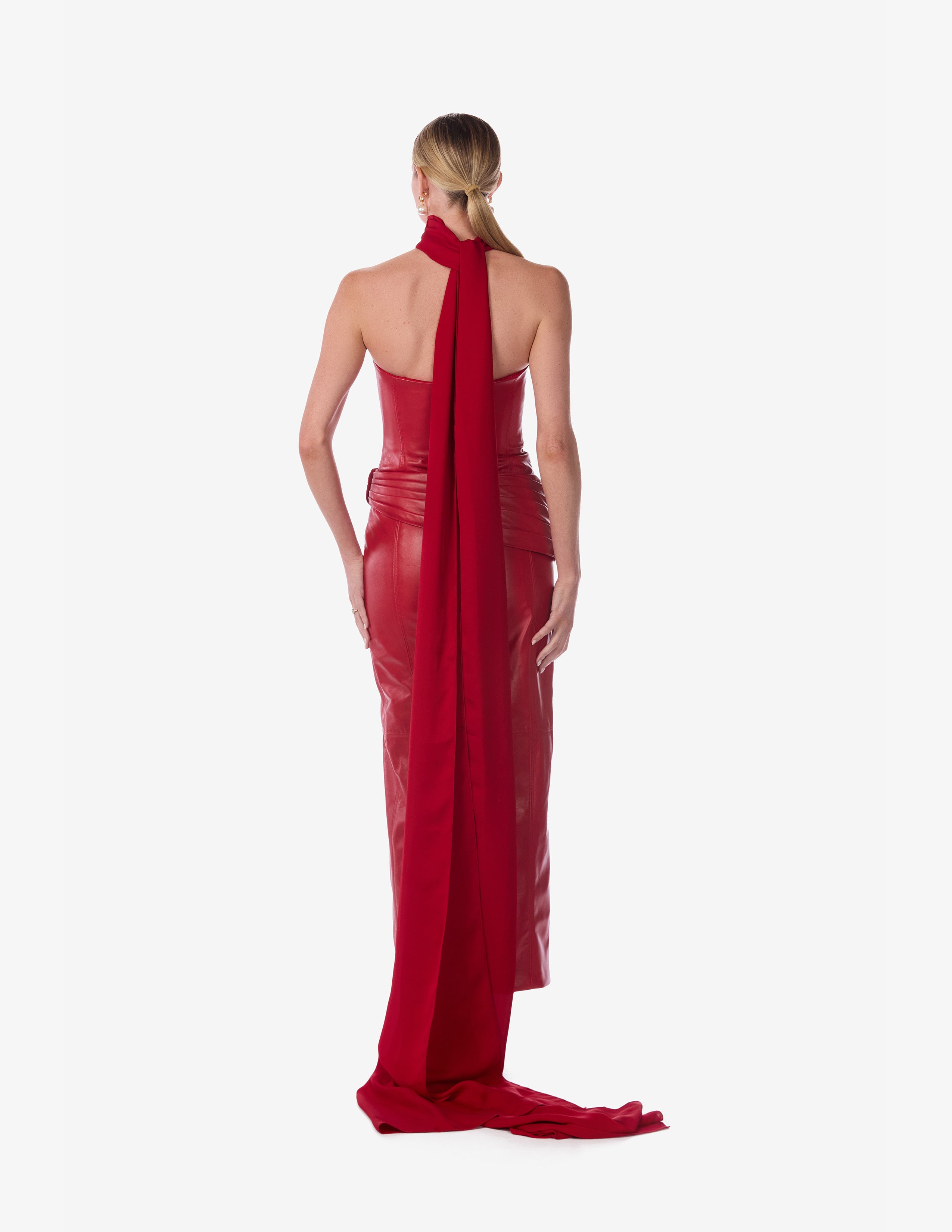 Strapless Lambskin Leather Gown