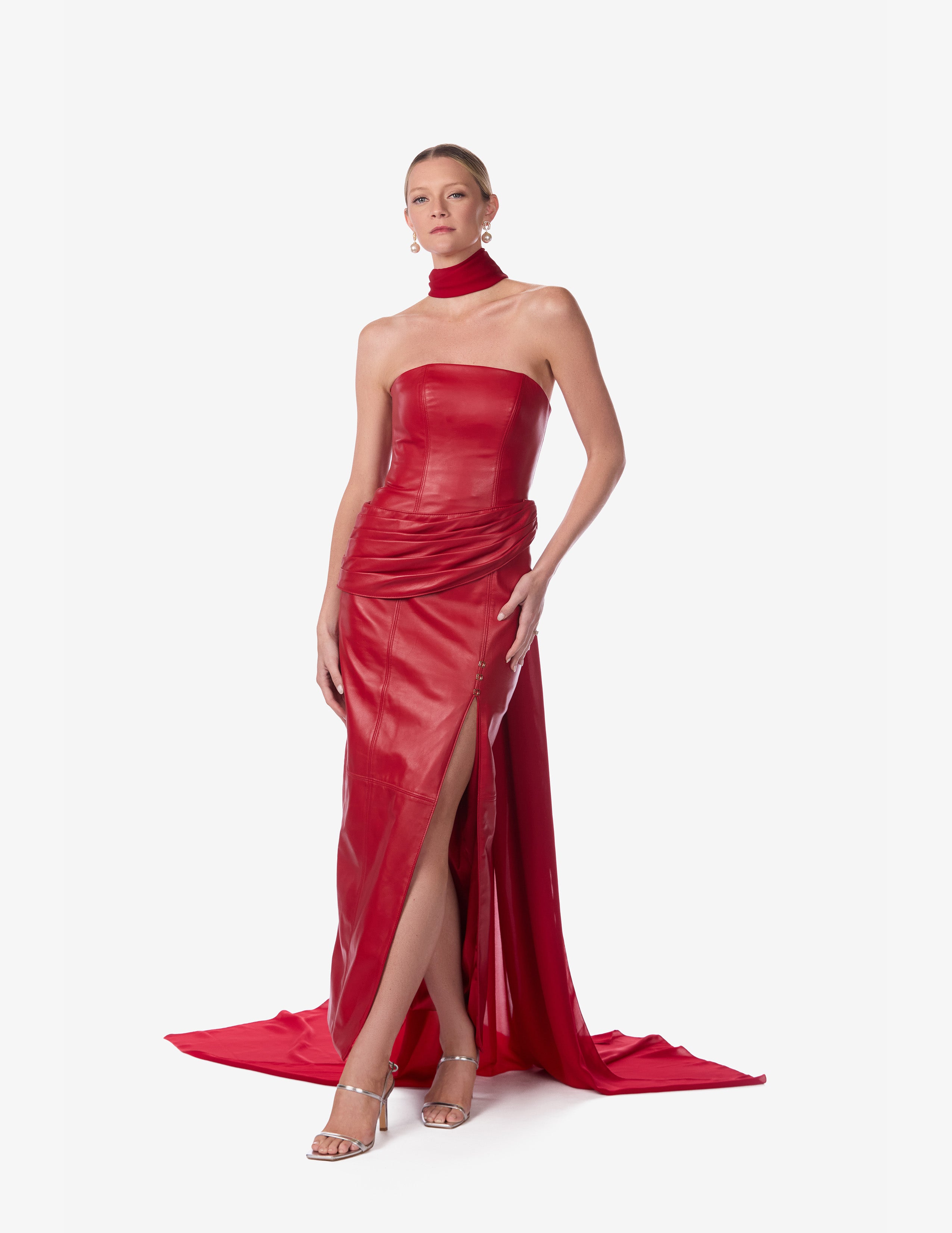 Strapless Lambskin Leather Gown
