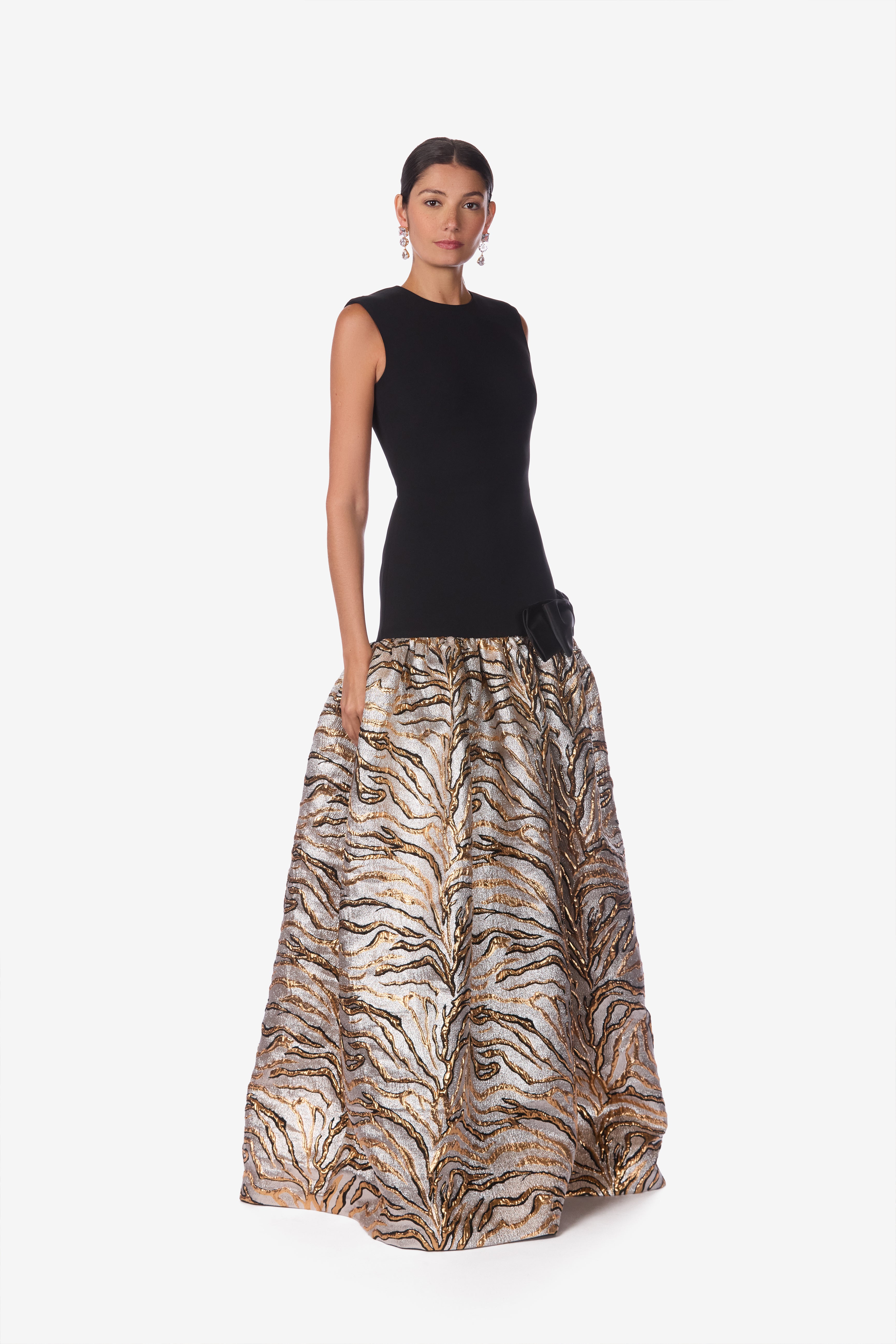 Metallic Zebra Jacquard Gown