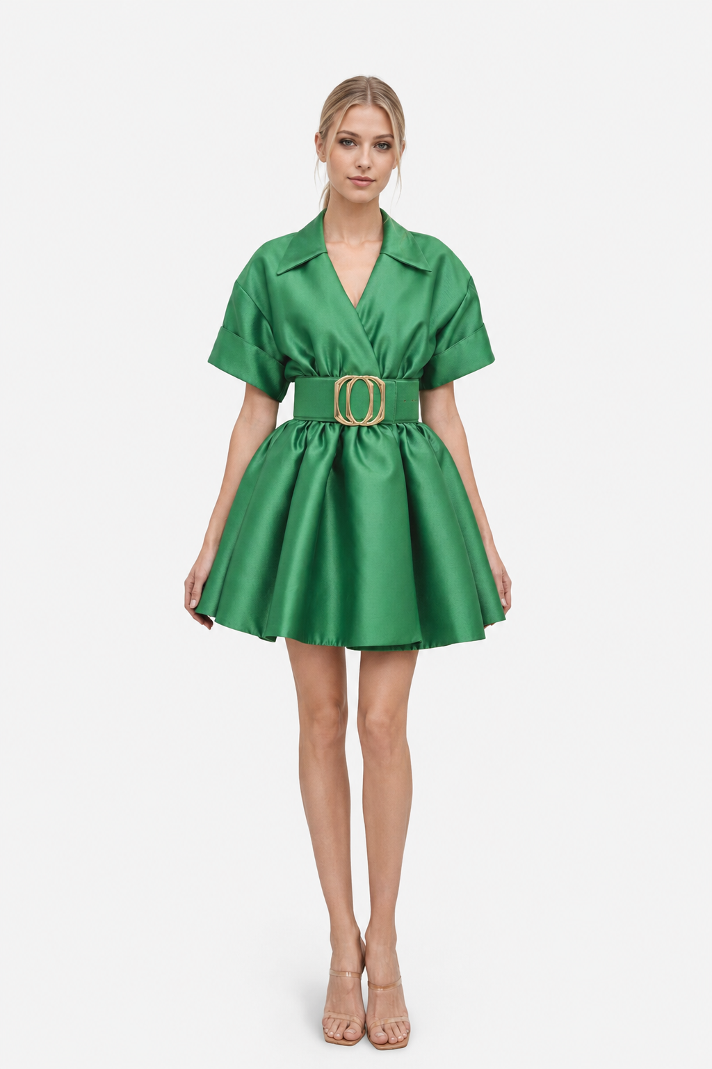 Emerald Green Mikado Mini Dress