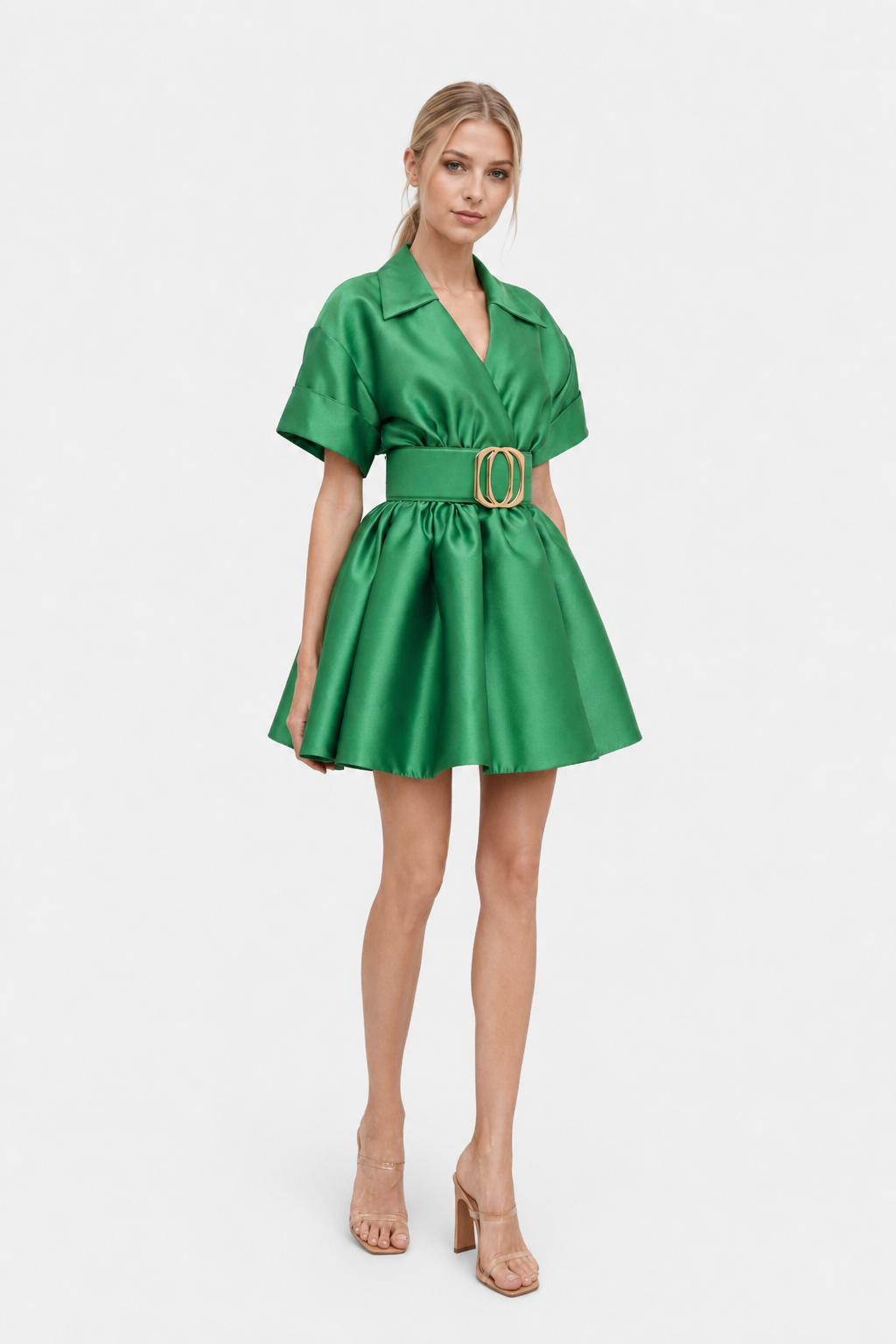 Emerald Green Mikado Mini Dress