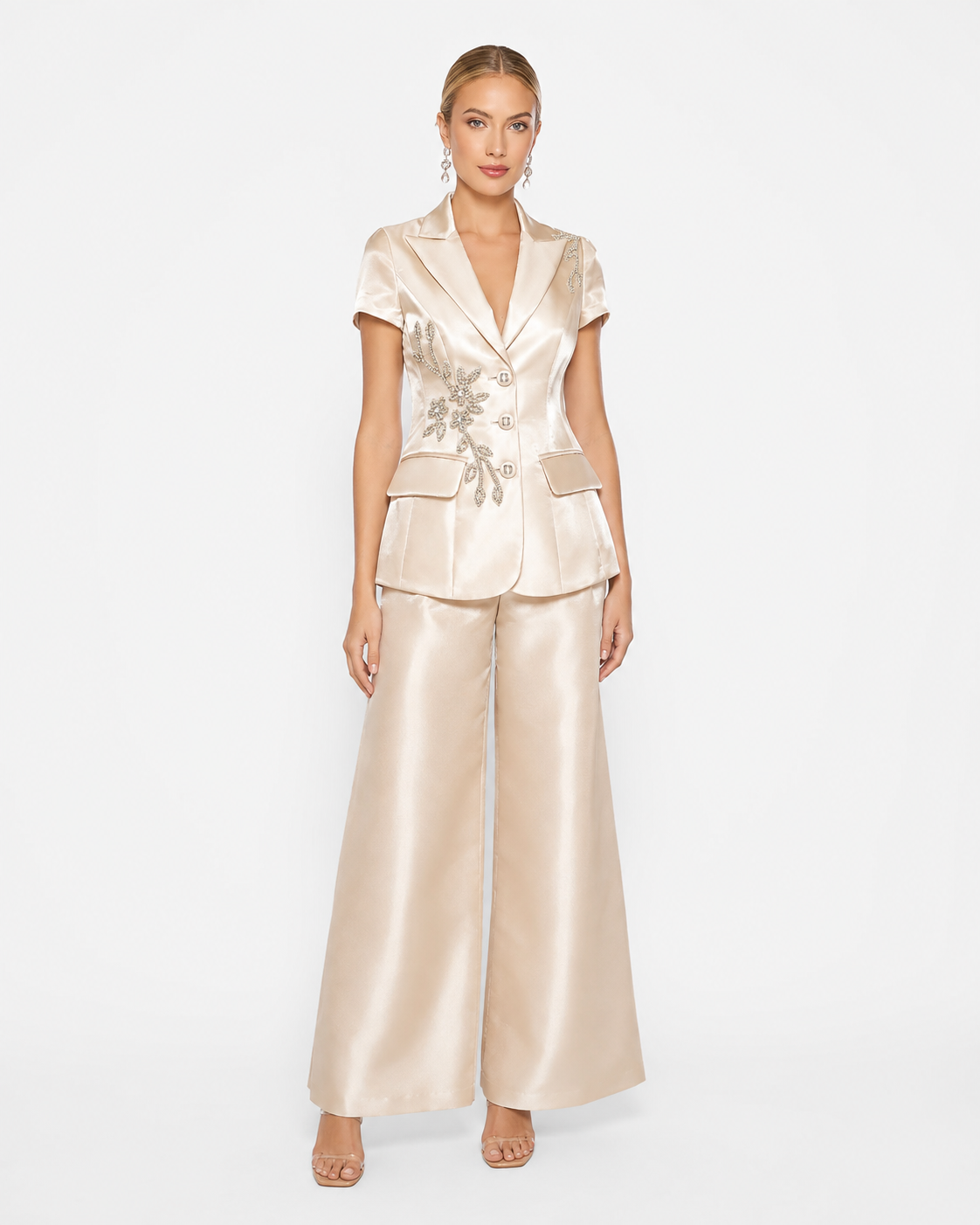 Embellished Mikado Short-Sleeve Jacket
