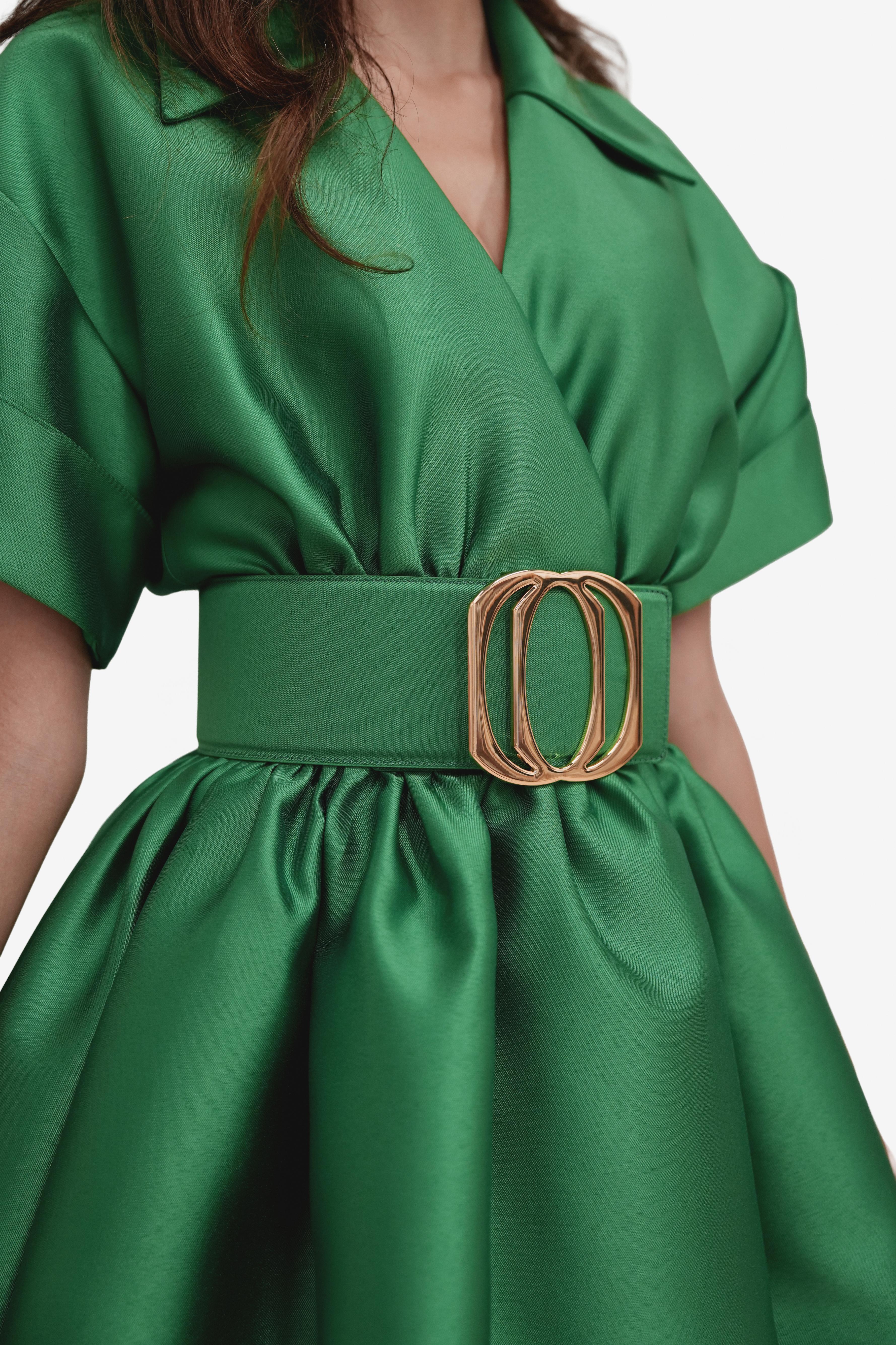 Emerald Green Mikado Mini Dress