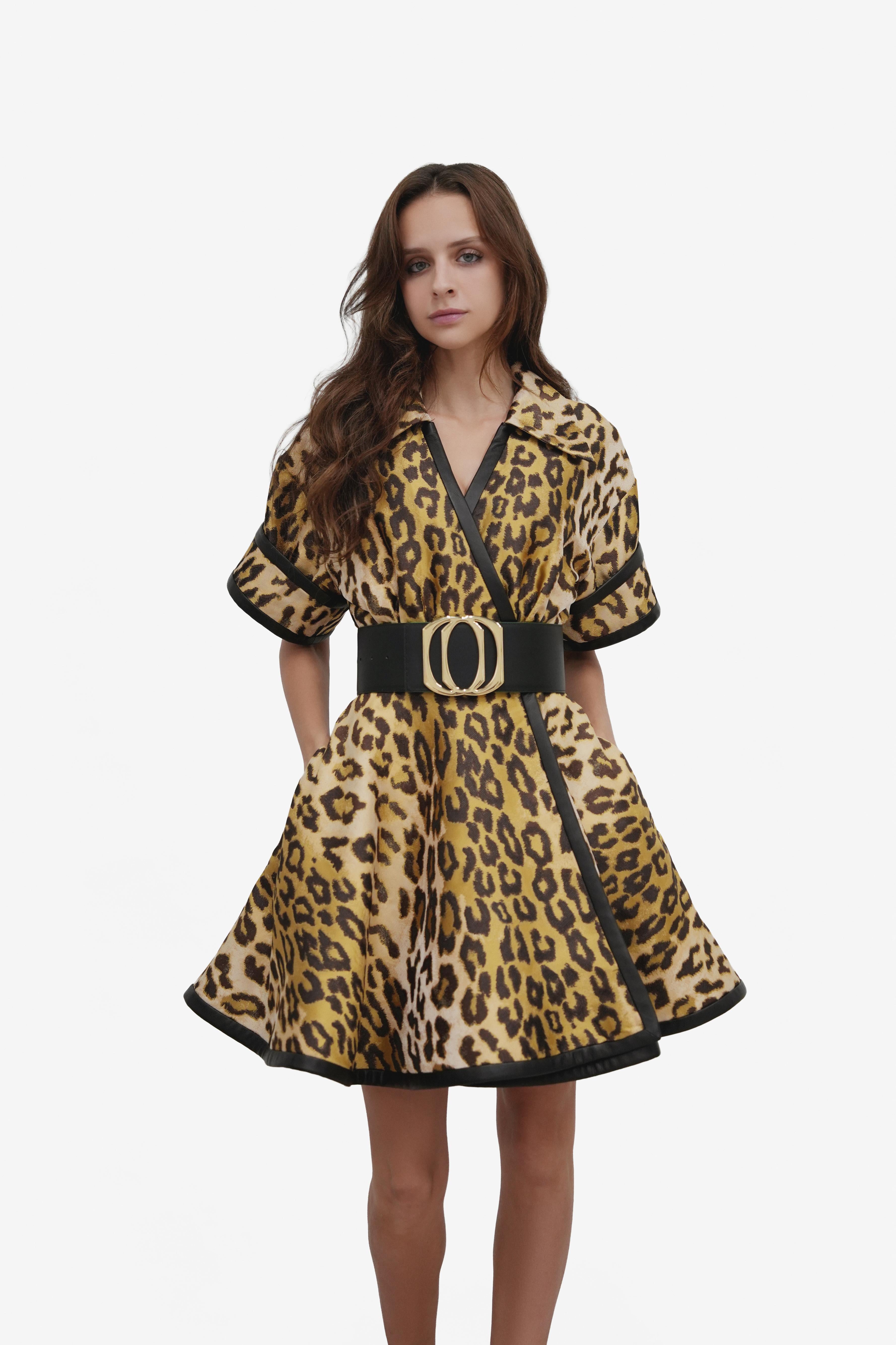 Leopard Mikado Mini Dress