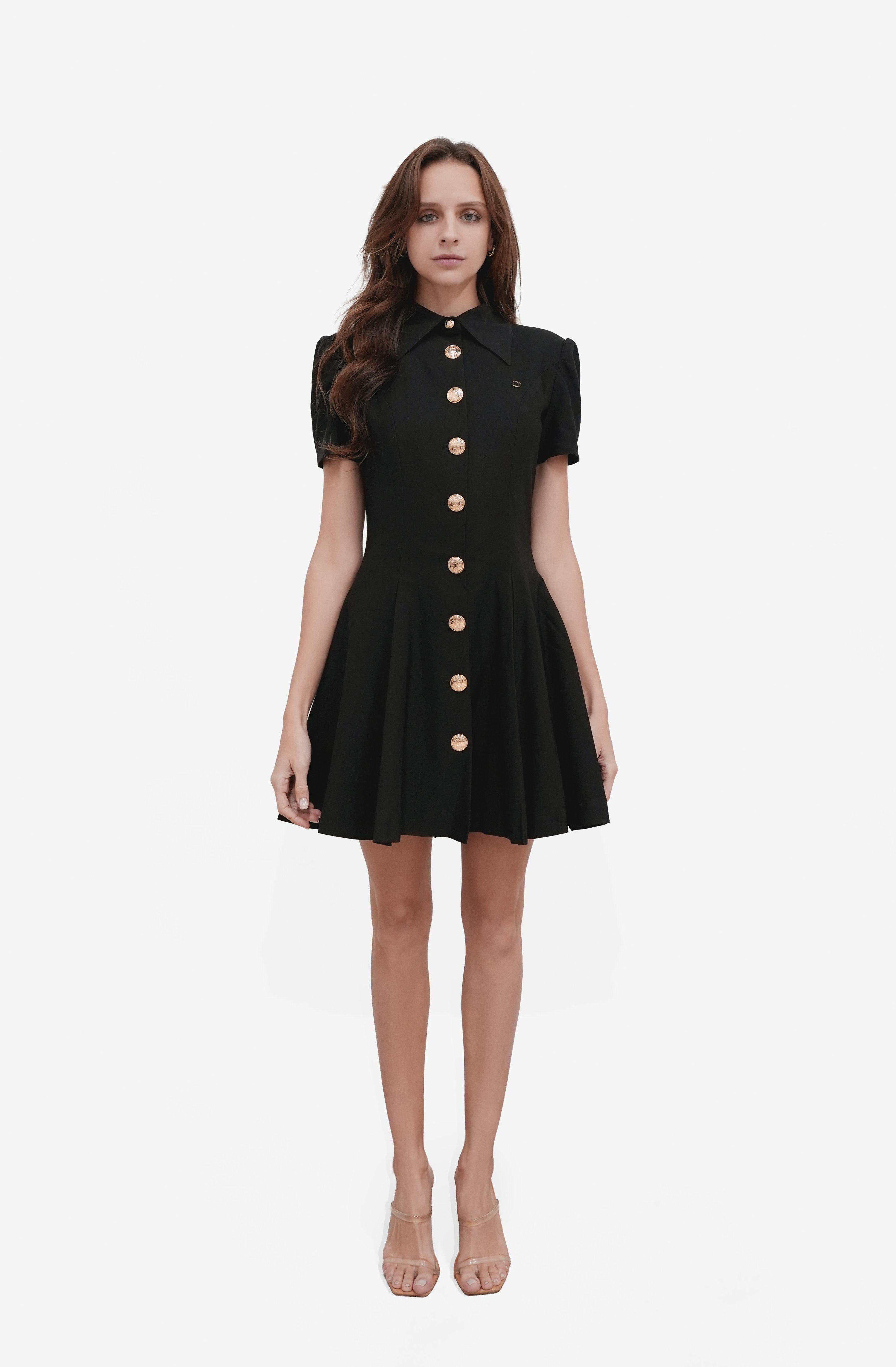 Stretch Crepe Collar Mini Dress