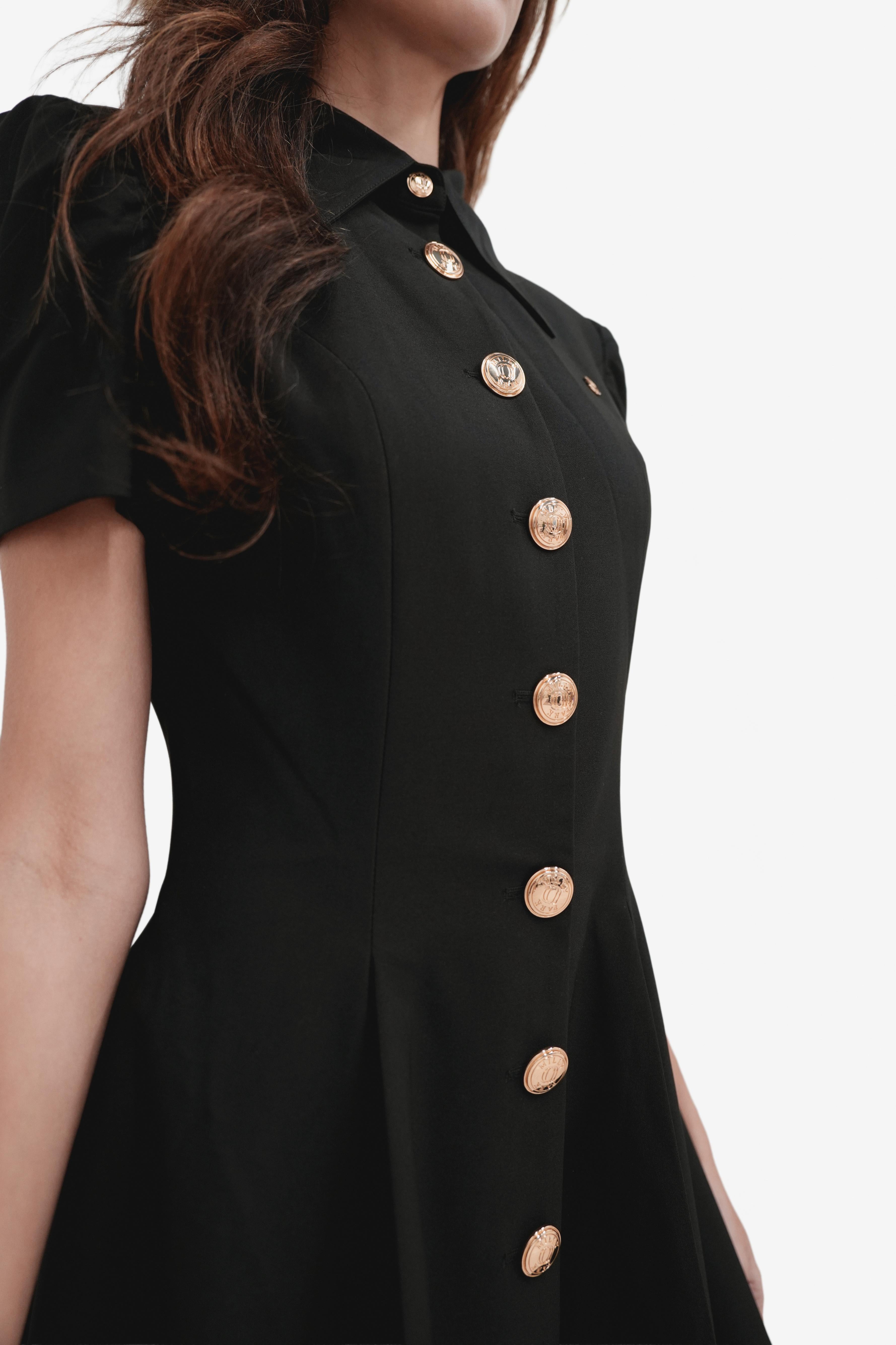 Stretch Crepe Collar Mini Dress