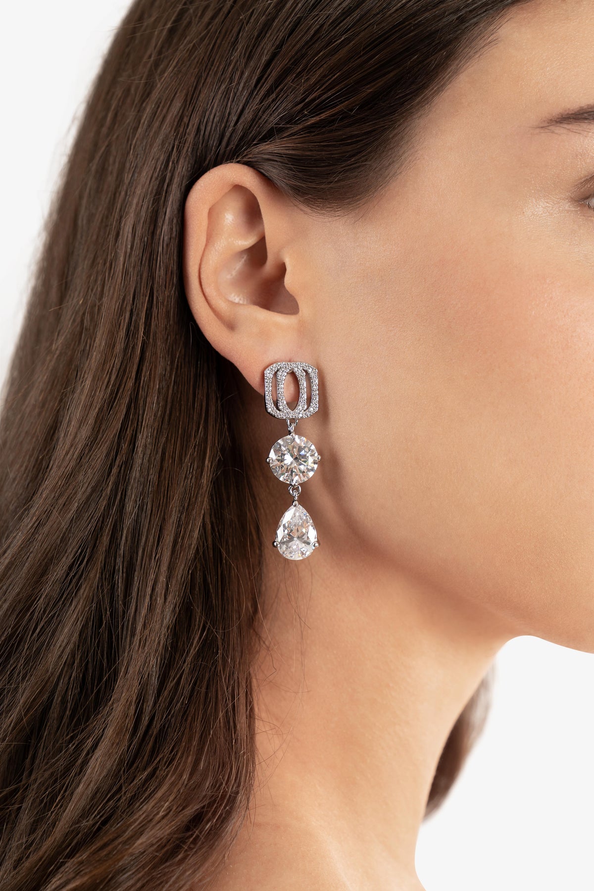 Signature Logo Drop Crystal Earrings