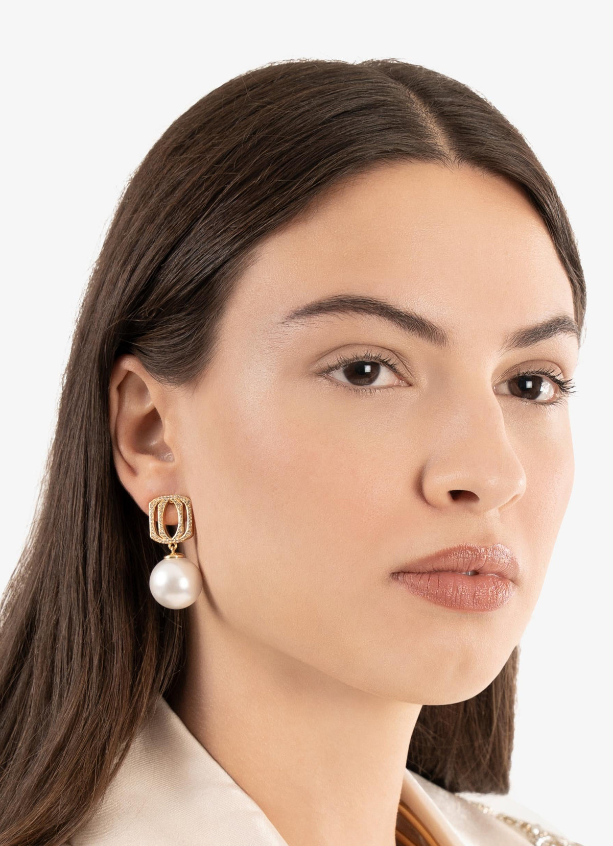 Signature Logo Drop Pearl Earrings
