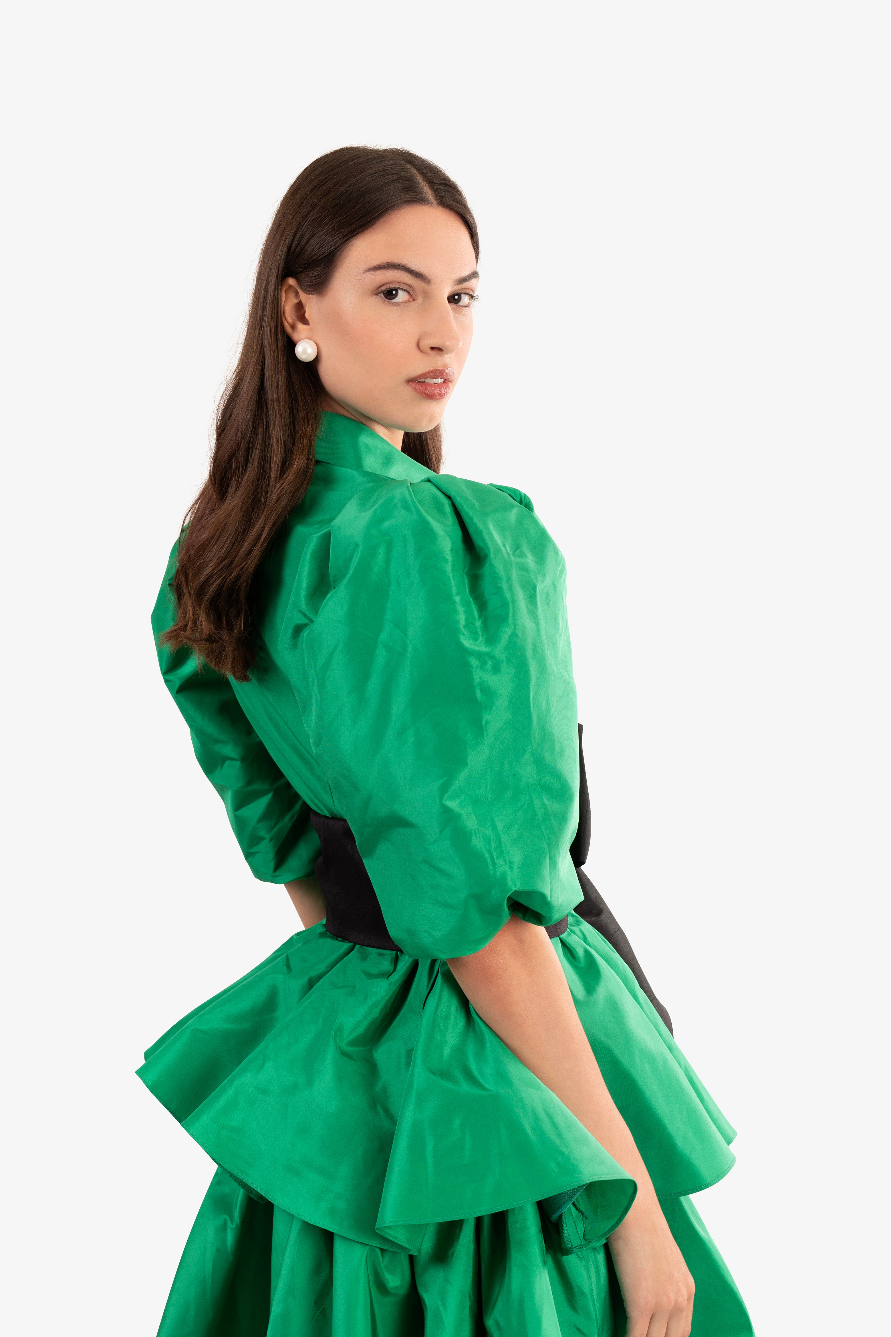 Silk Taffeta Tiered Dress