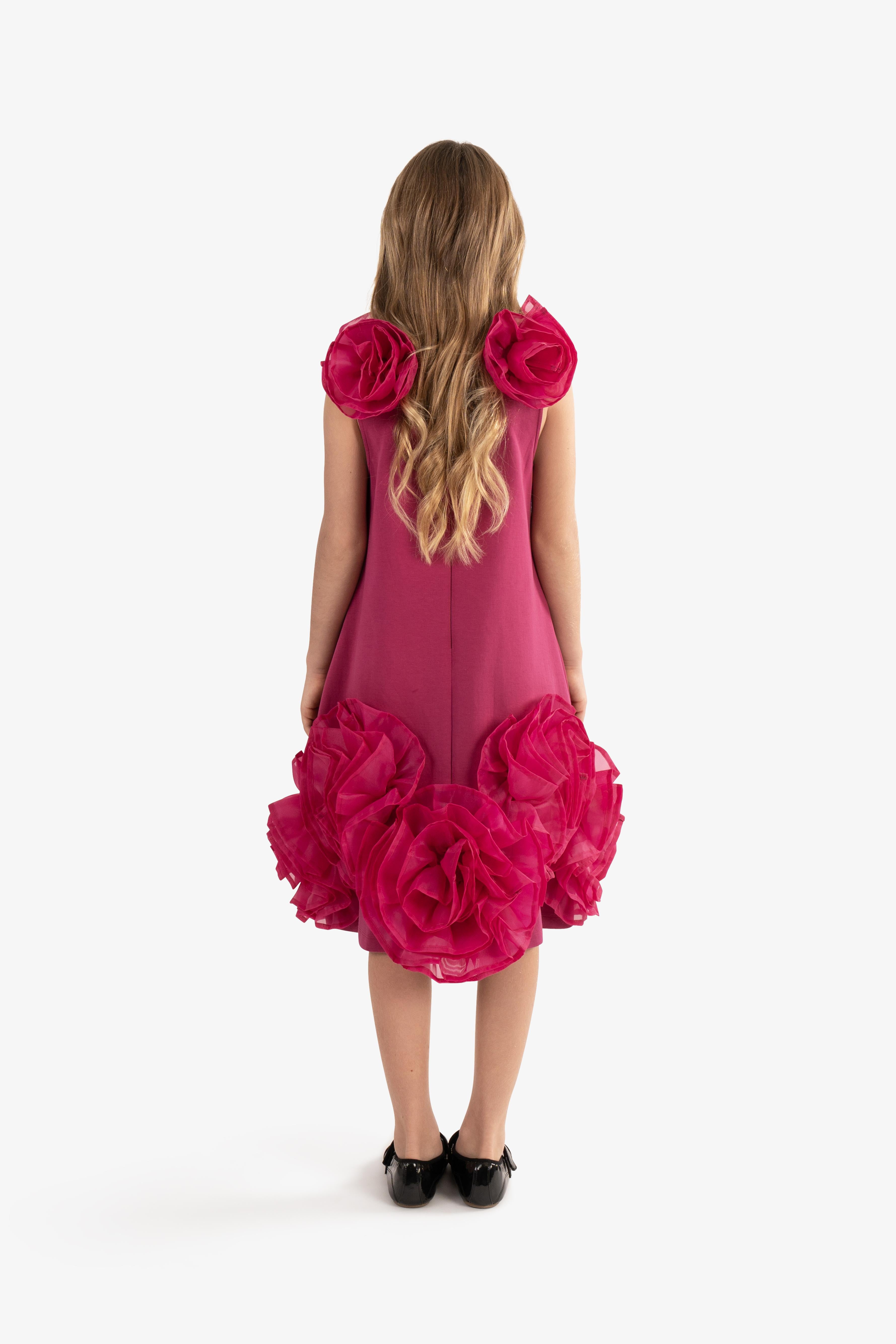 Organza ruffled flower dress