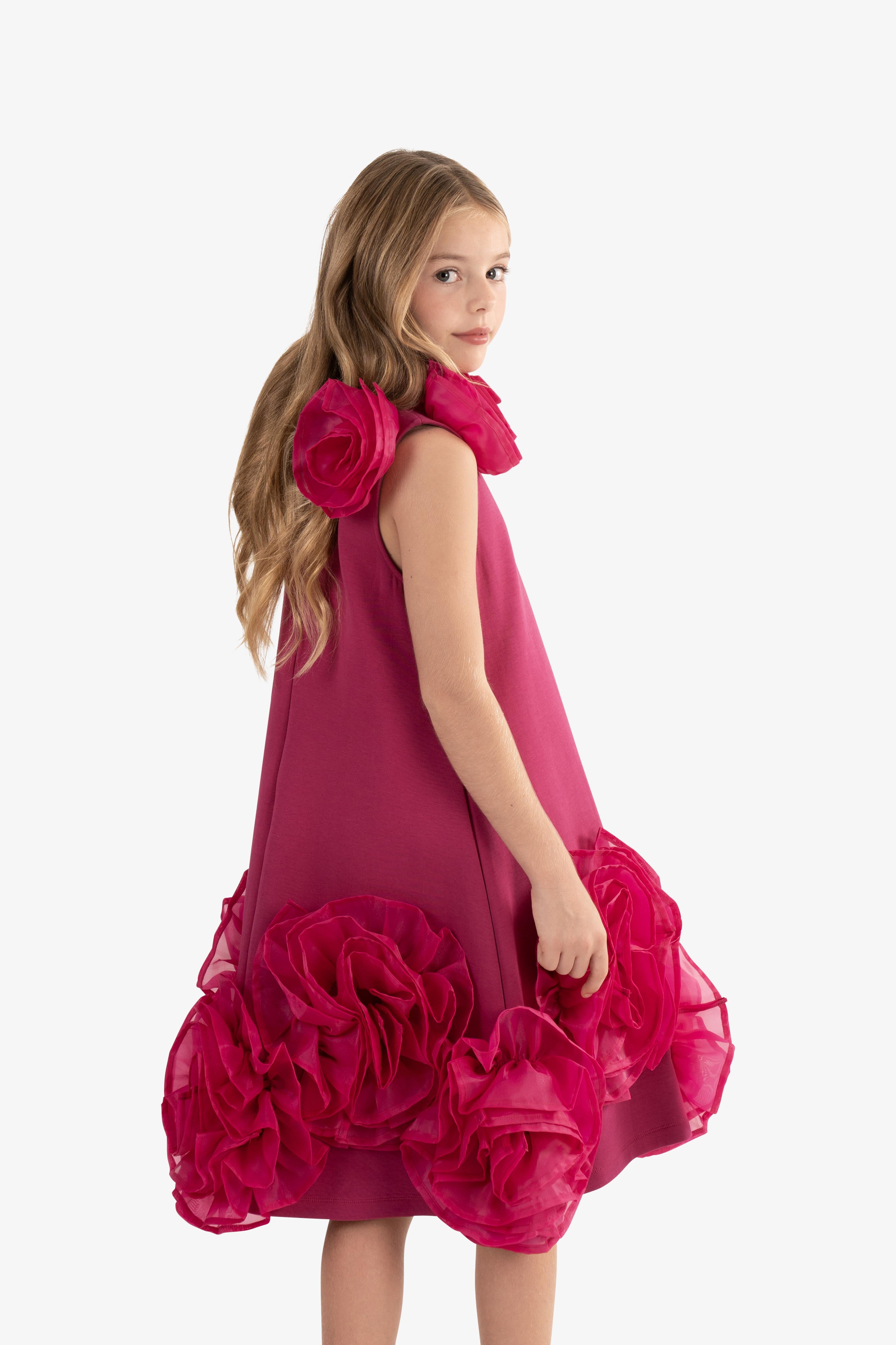 Organza ruffled flower dress