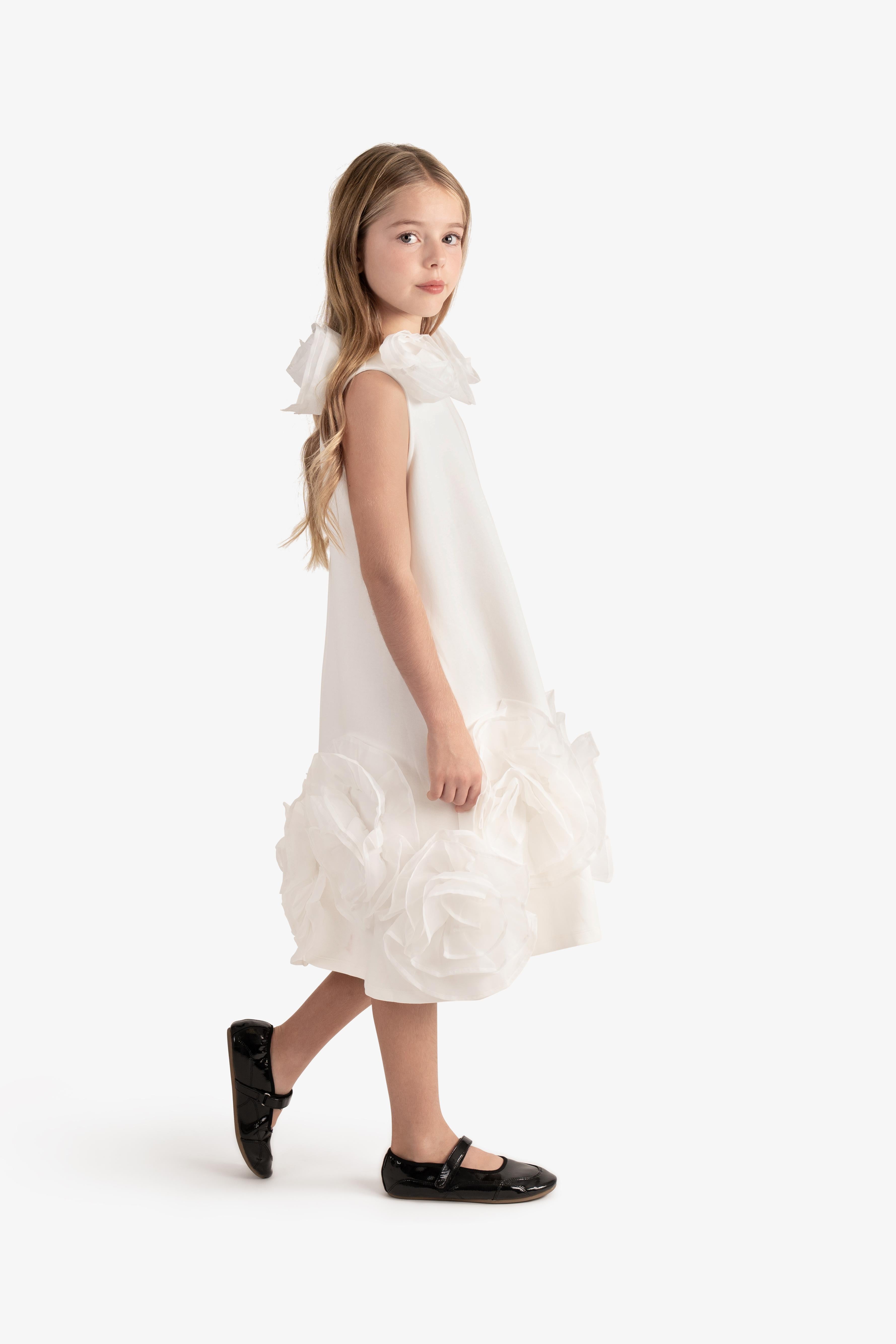 Organza ruffled flower dress