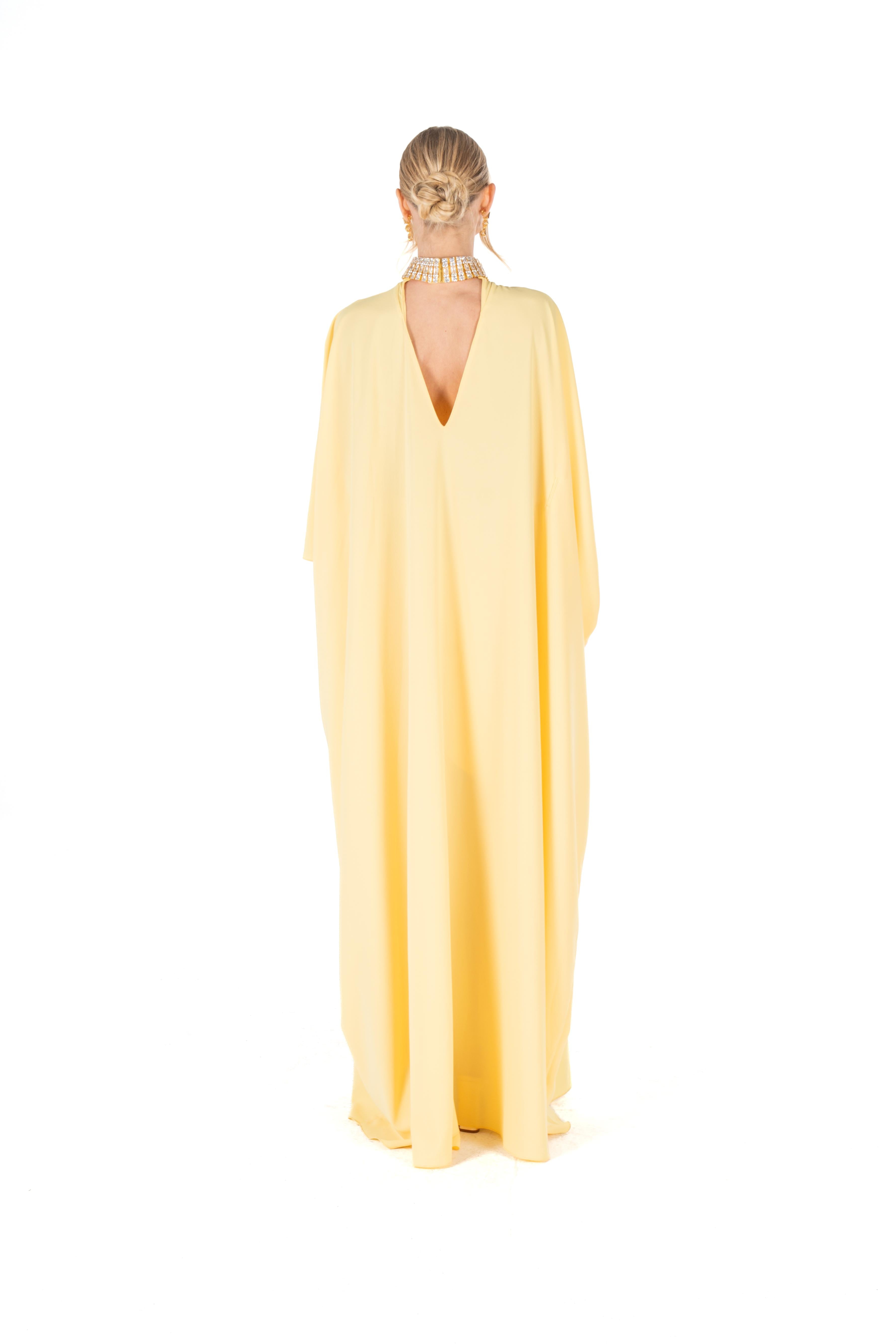 Jeweled Neck Crepe Caftan