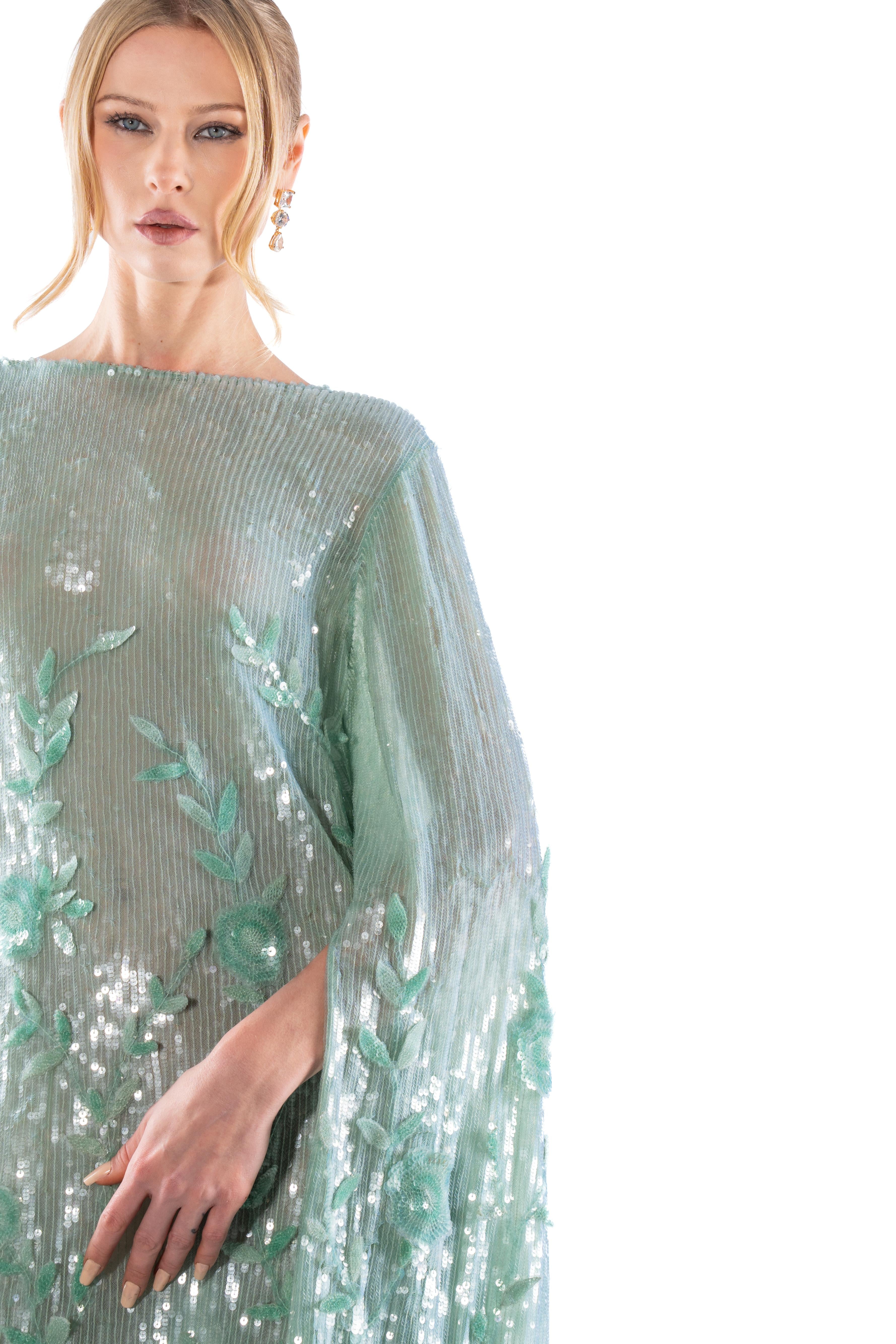 3D Floral Embroidered Sequin Caftan