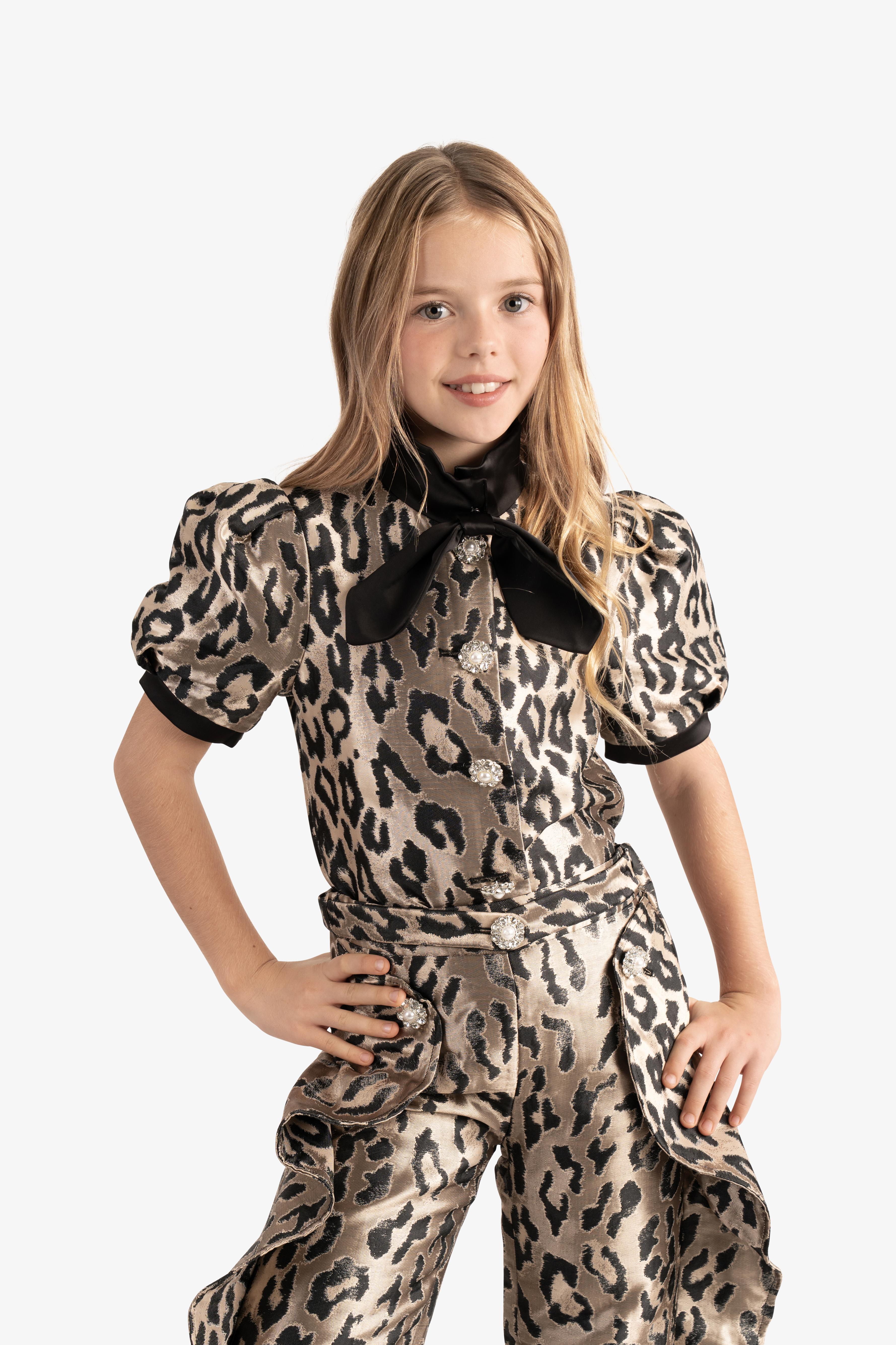 Metallic Leopard jacquard Blouse