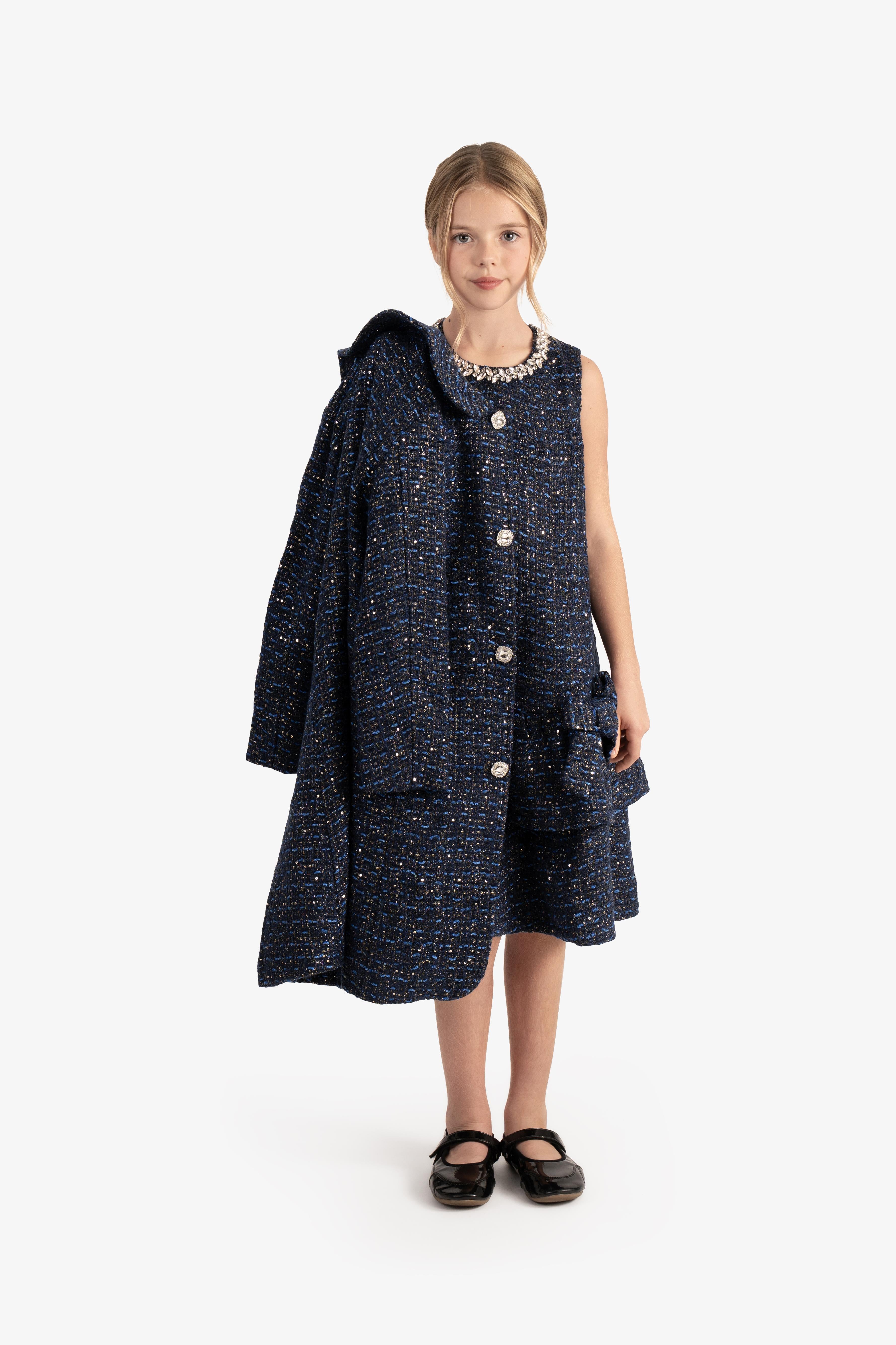 Embroidered sequin Bouclé coat