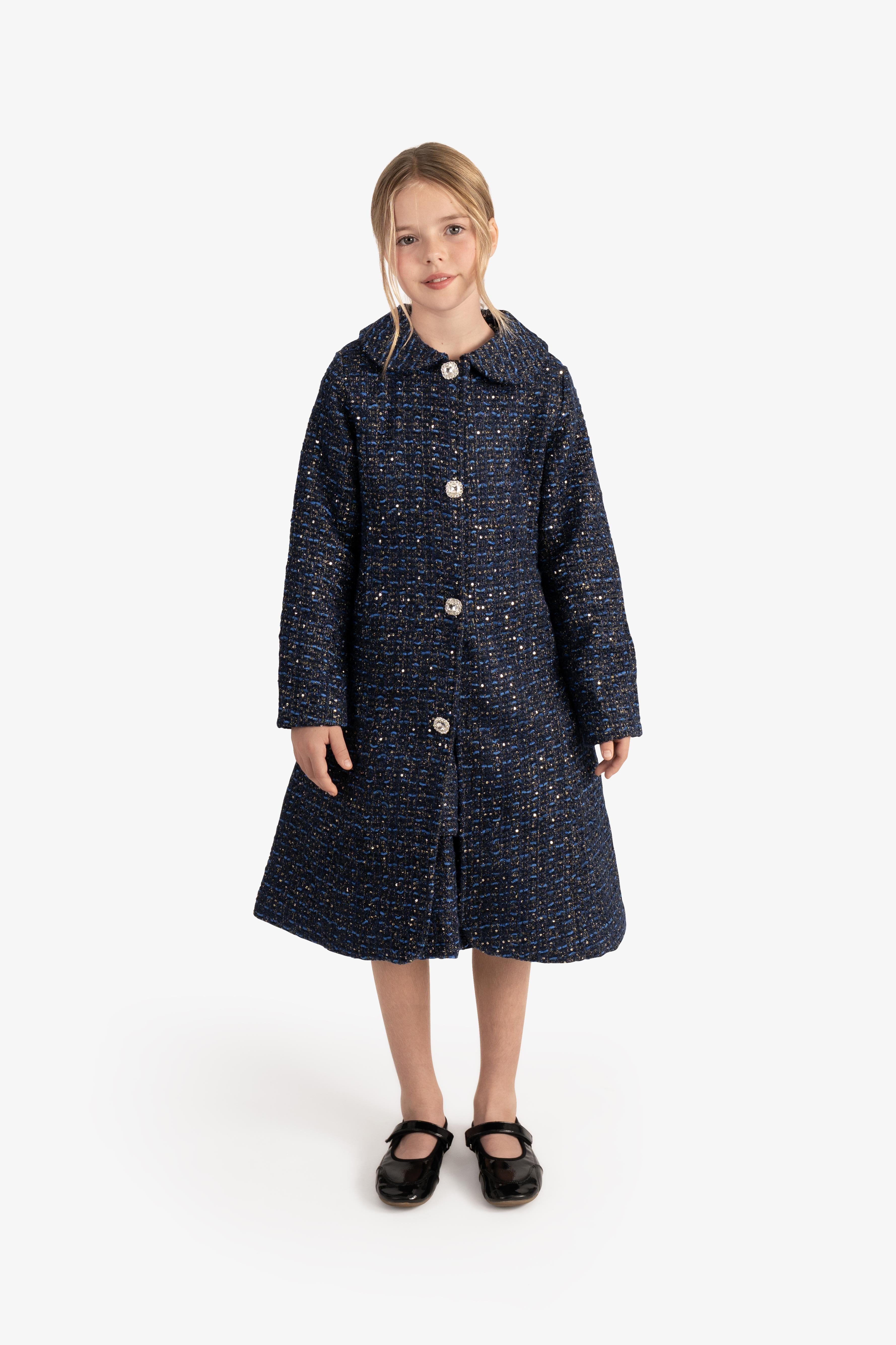 Embroidered sequin Bouclé coat