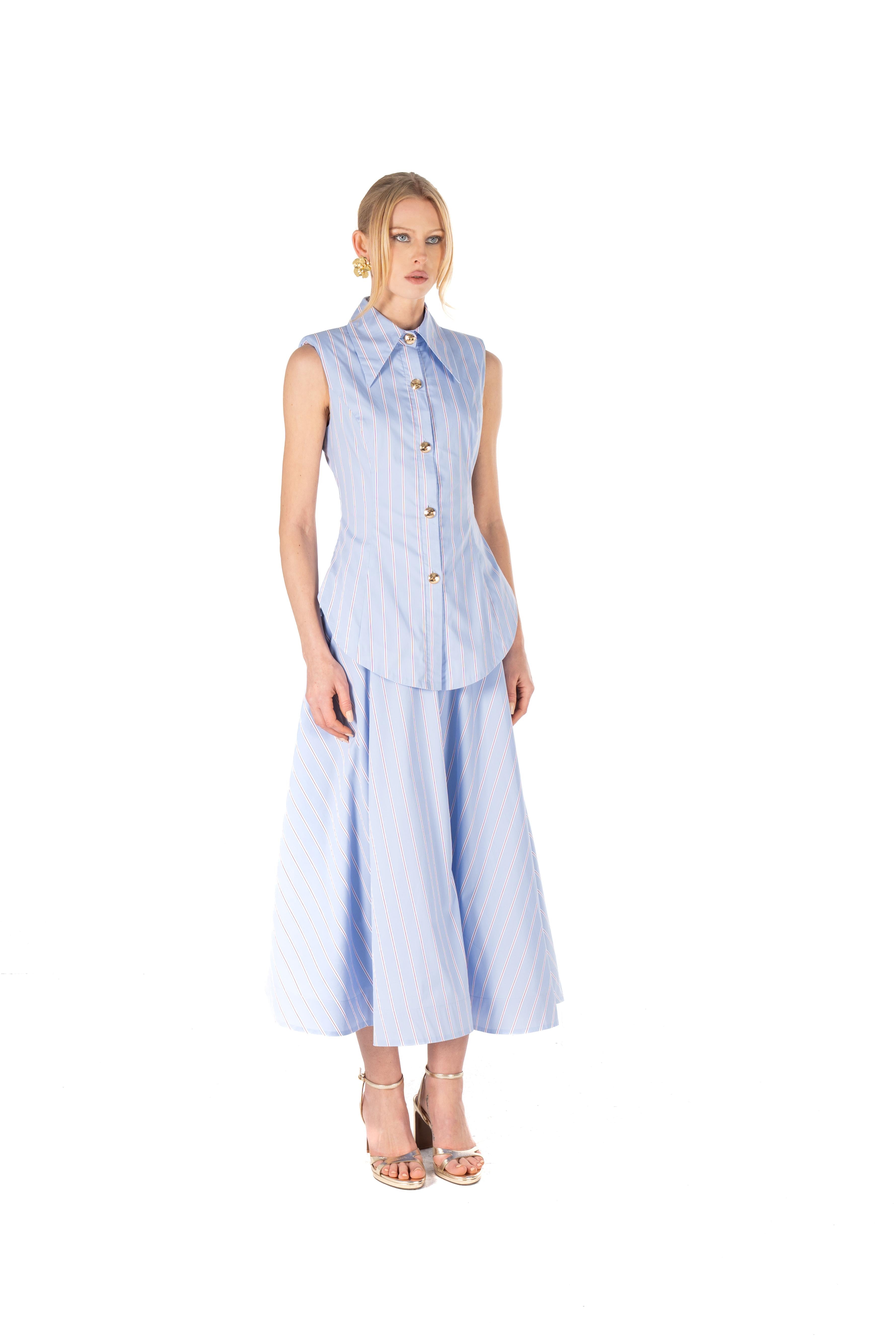 Striped Cotton Full Skirt