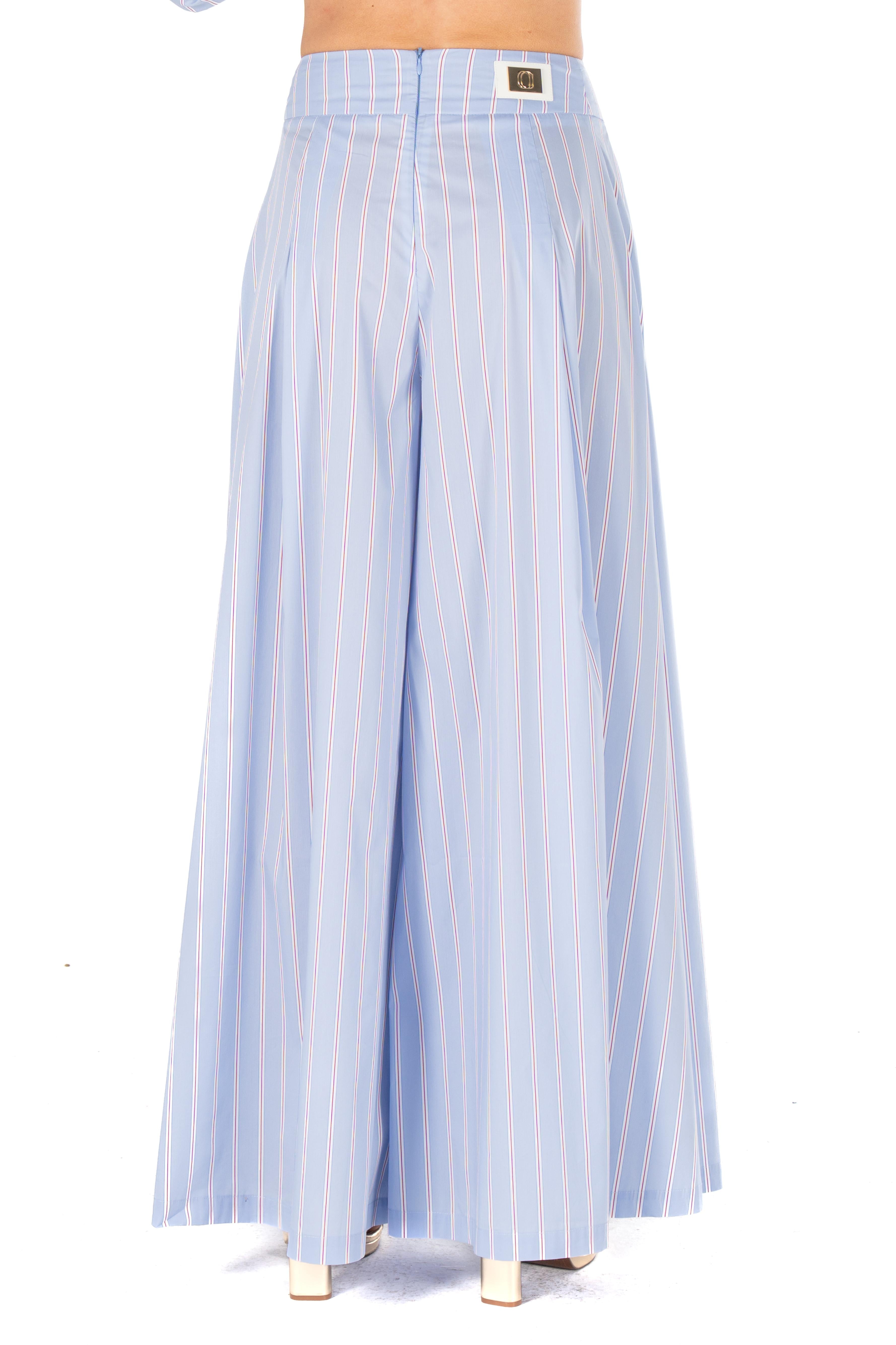 Striped Cotton Wide-Leg Pants