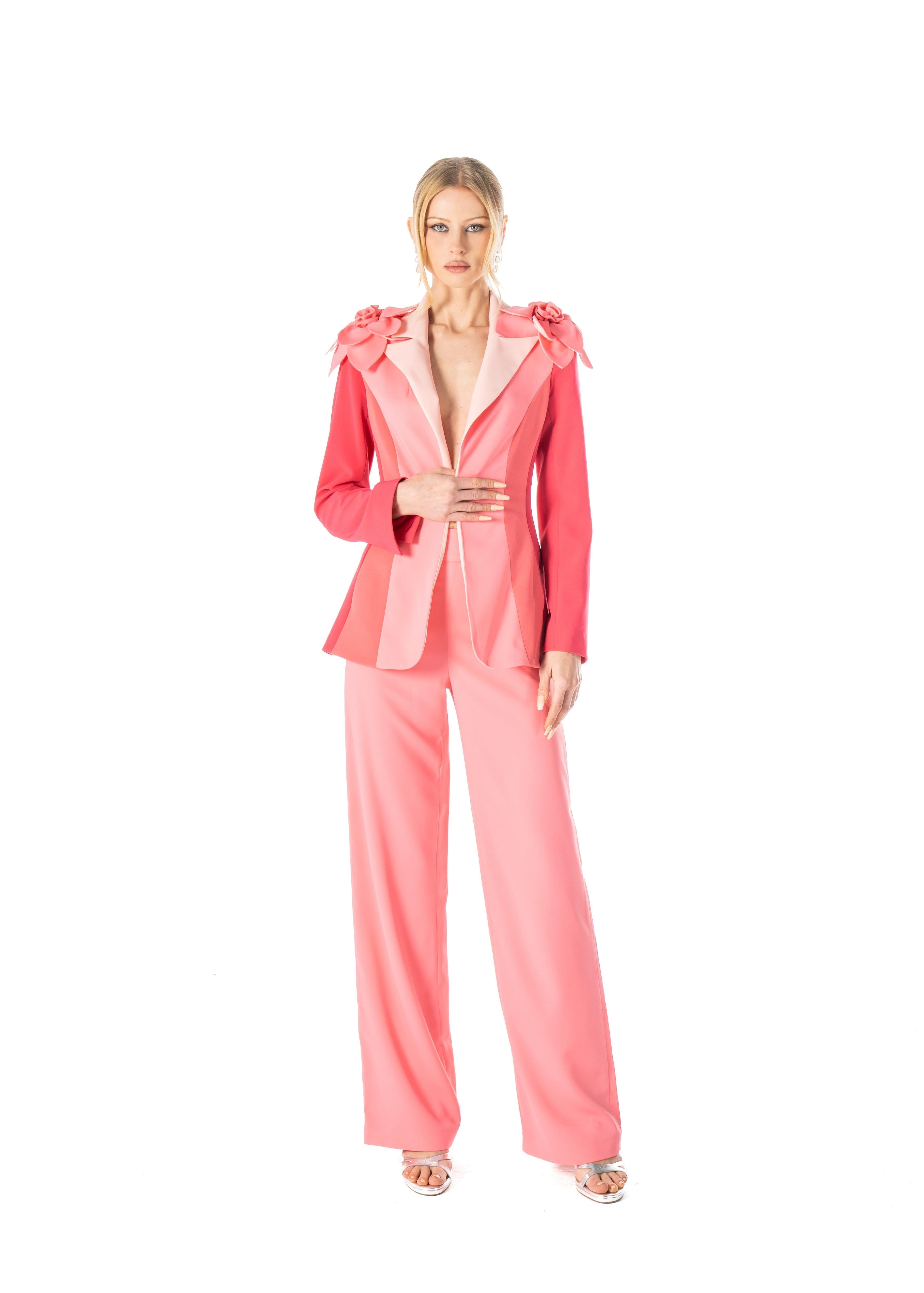 Floral Tailored Fitted Crepe Jacket