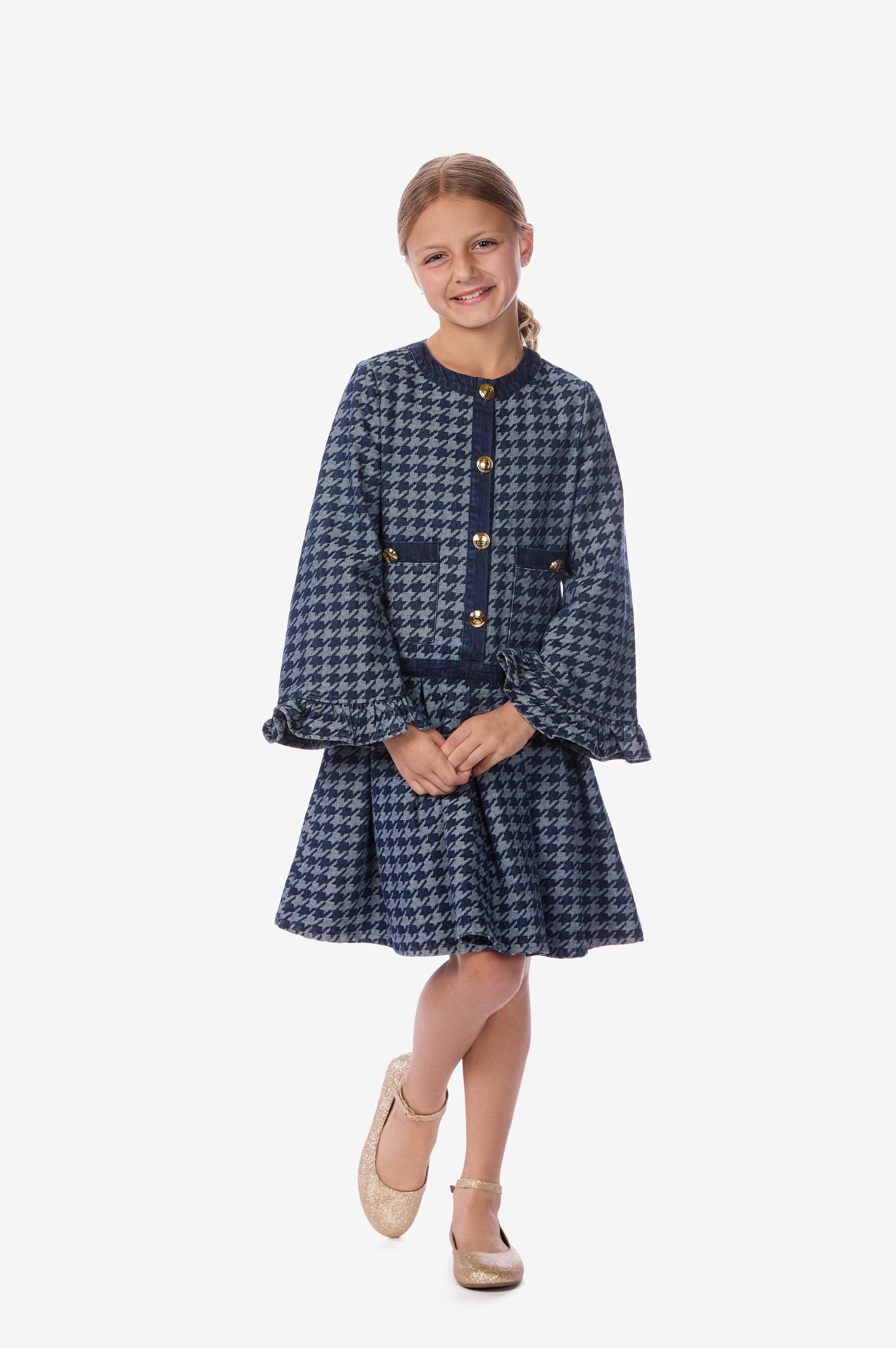 Denim Houndstooth Dress