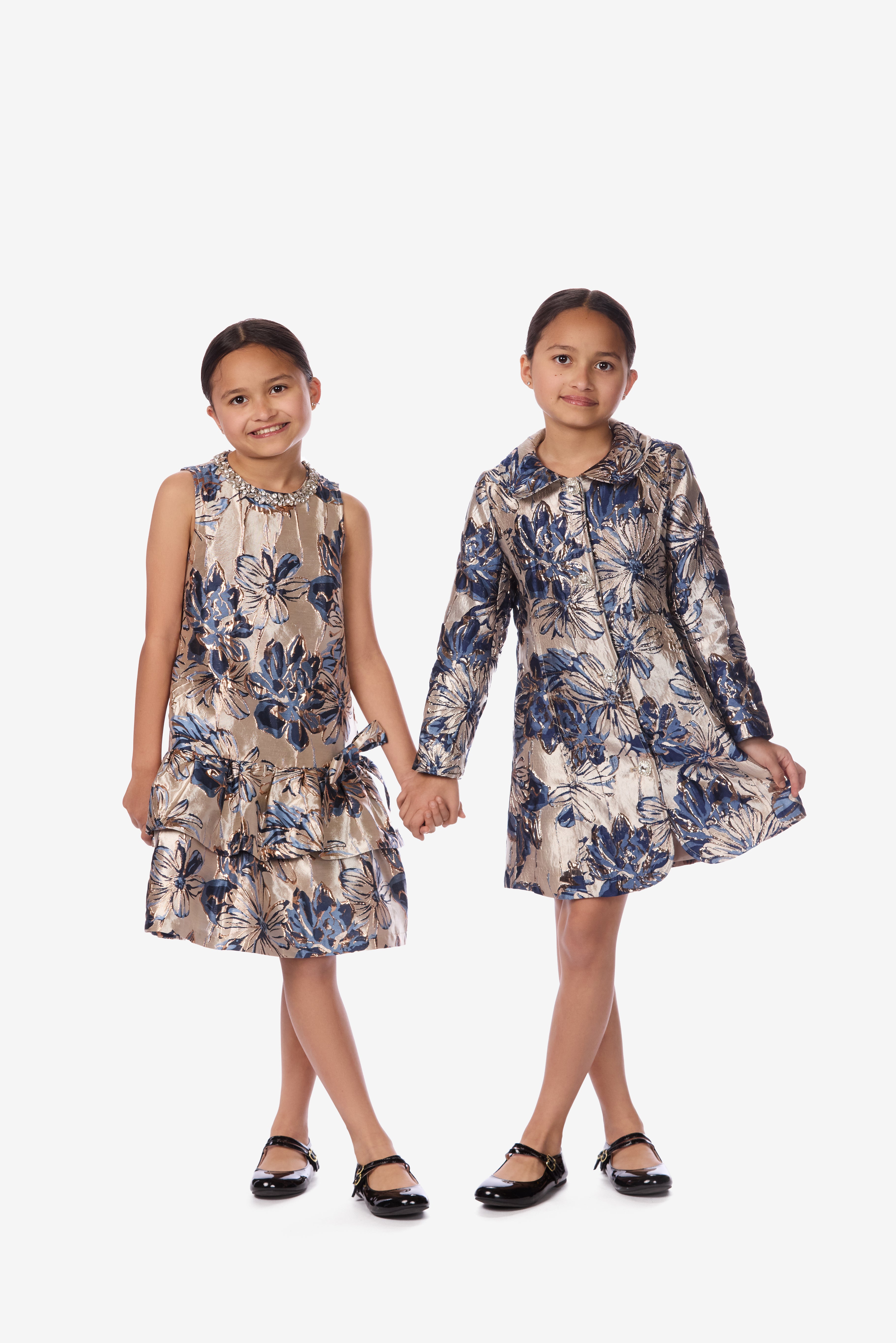 Metallic Floral Jacquard Coat dress