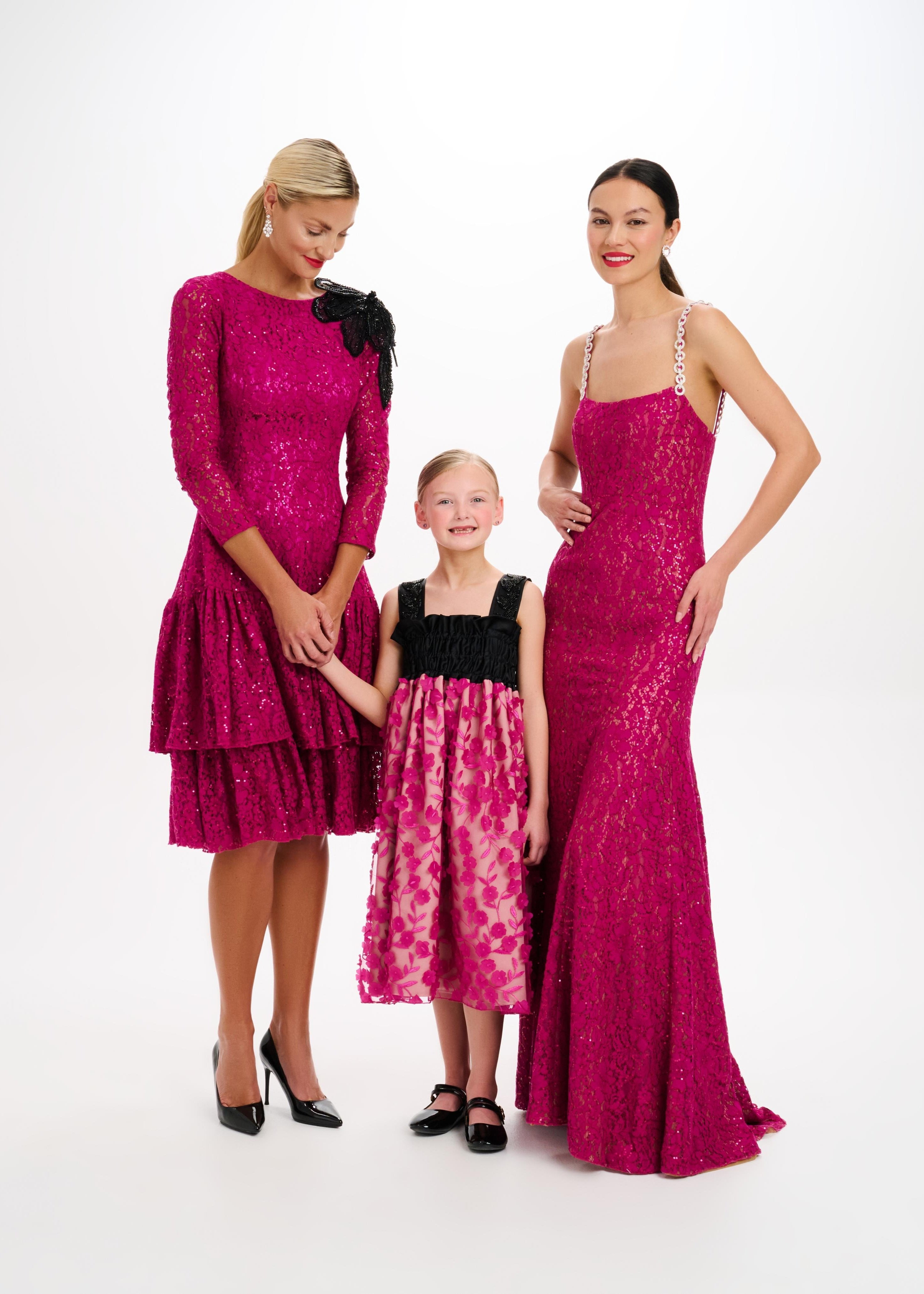 Sequin Lace Boatneck Midi Dress