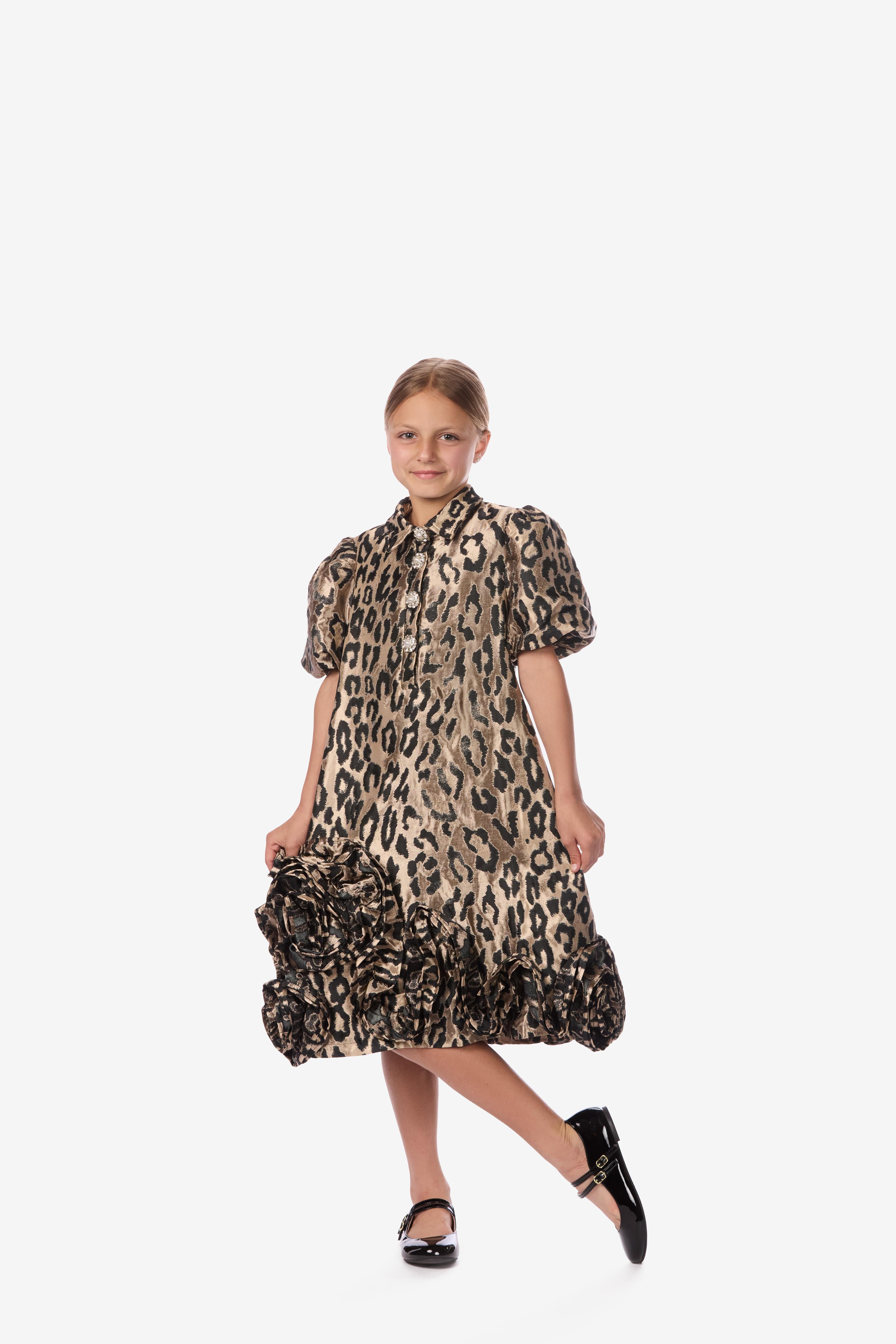 Metallic Leopard Jacquard Dress