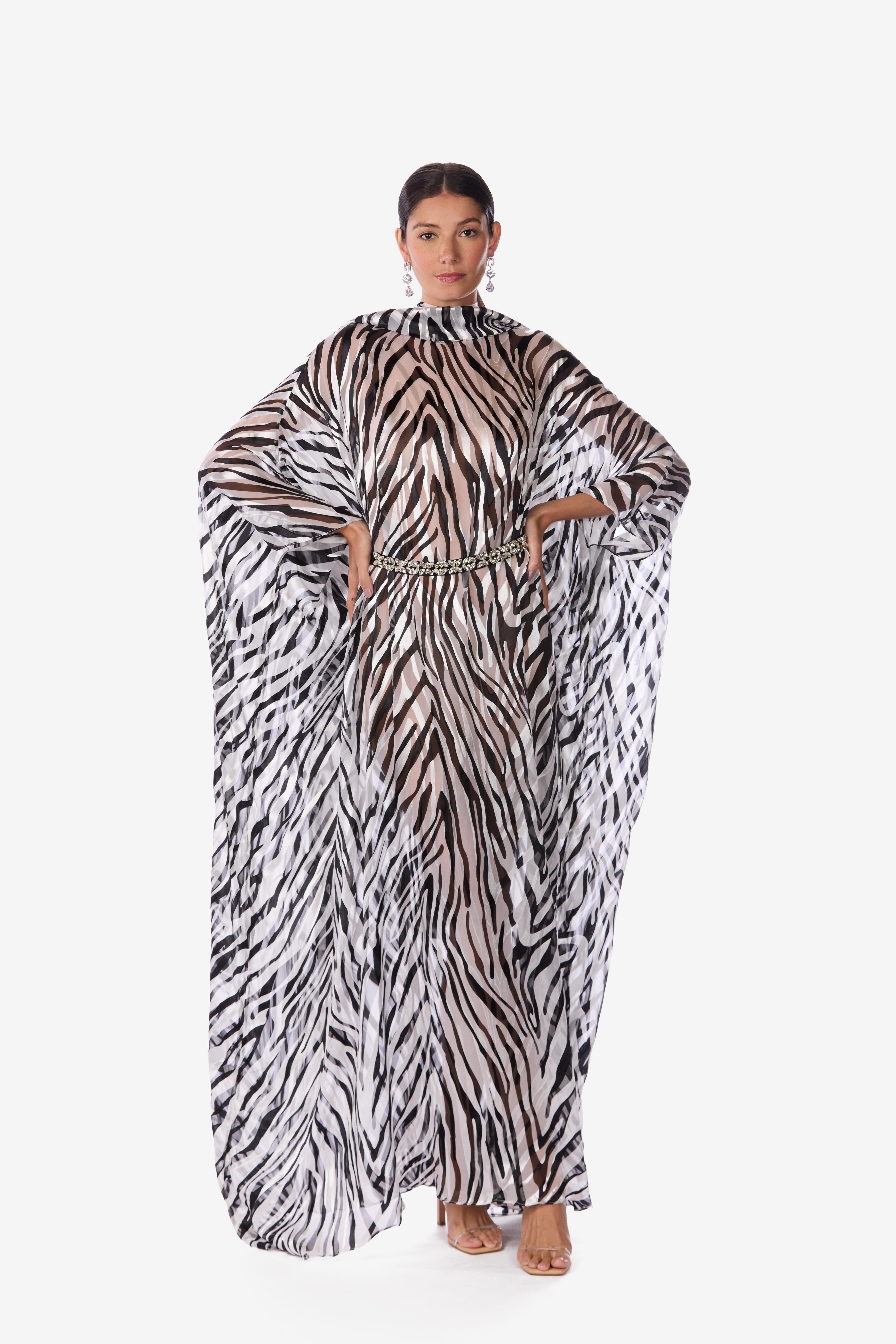 Zebra Chiffon Caftan