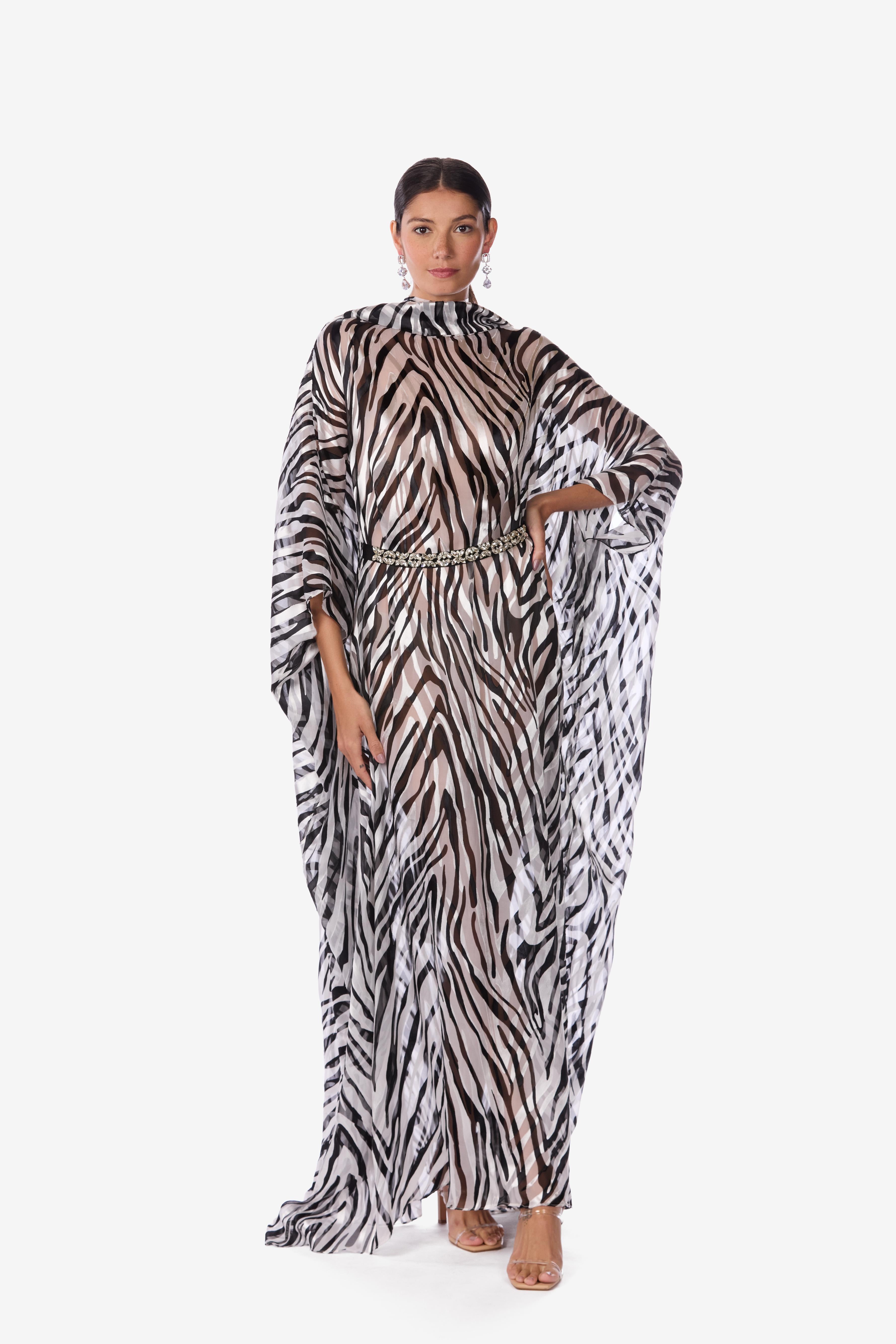 Zebra Chiffon Caftan