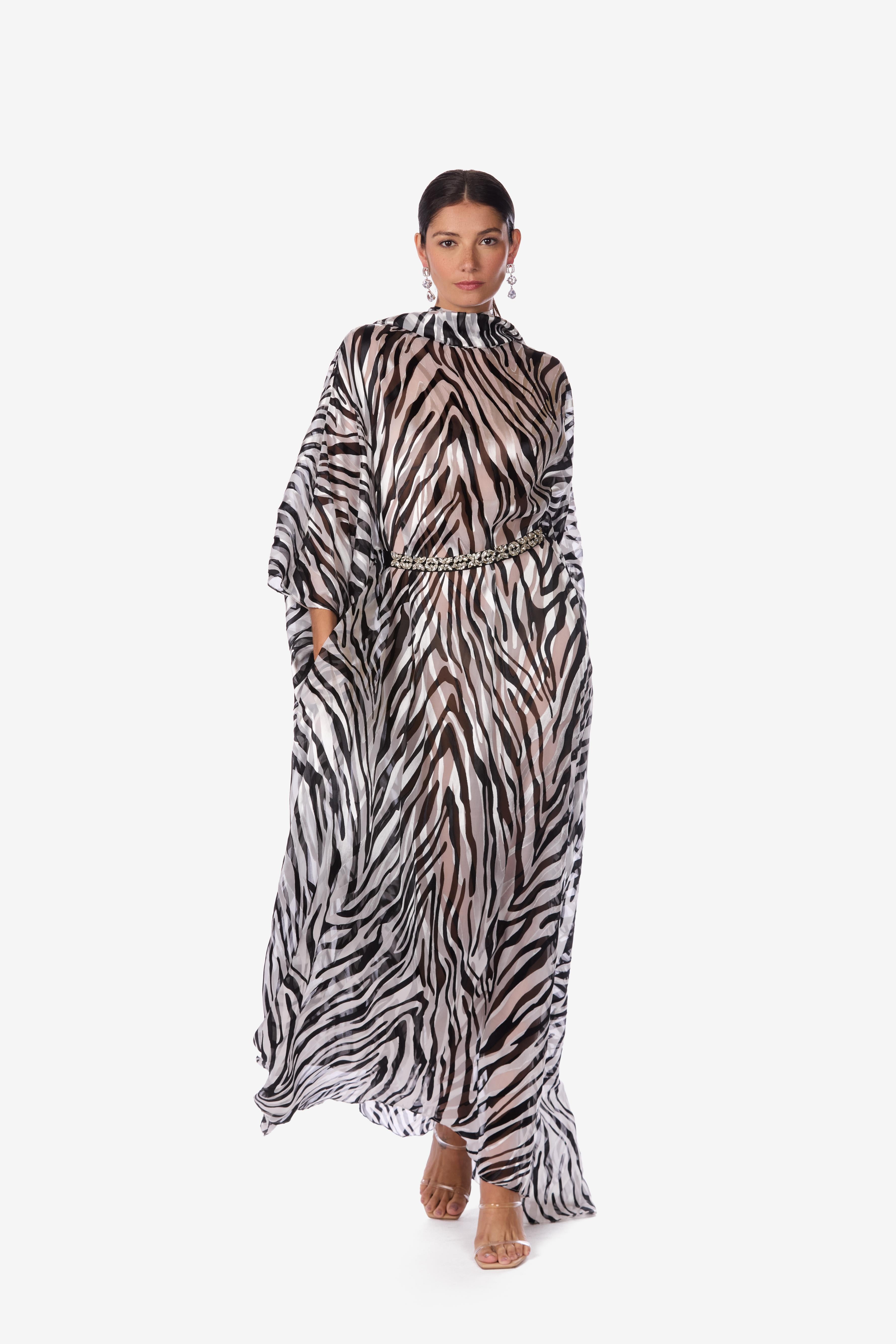 Zebra Chiffon Caftan