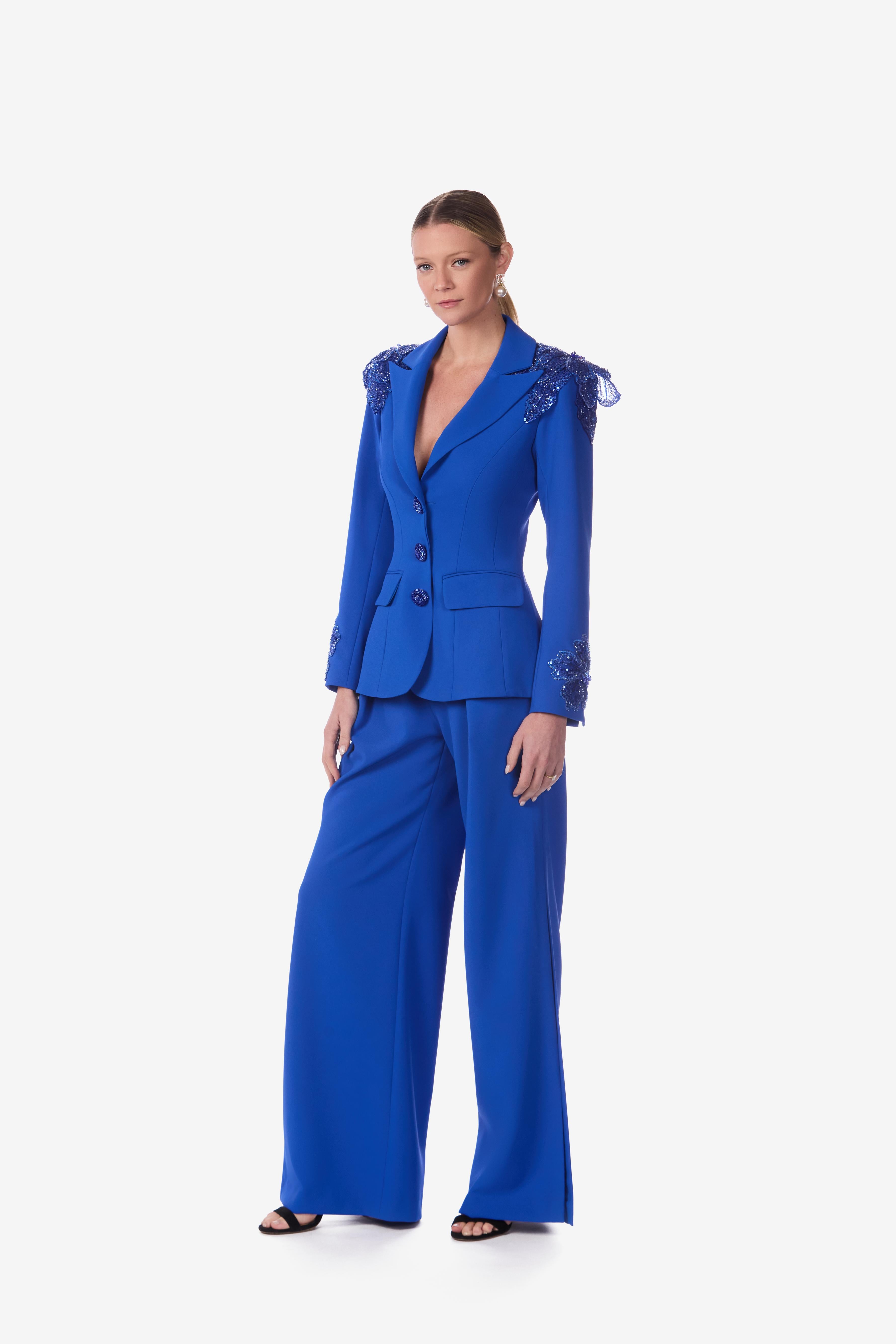 Tailored Embellished Stretch Crepe Jacket