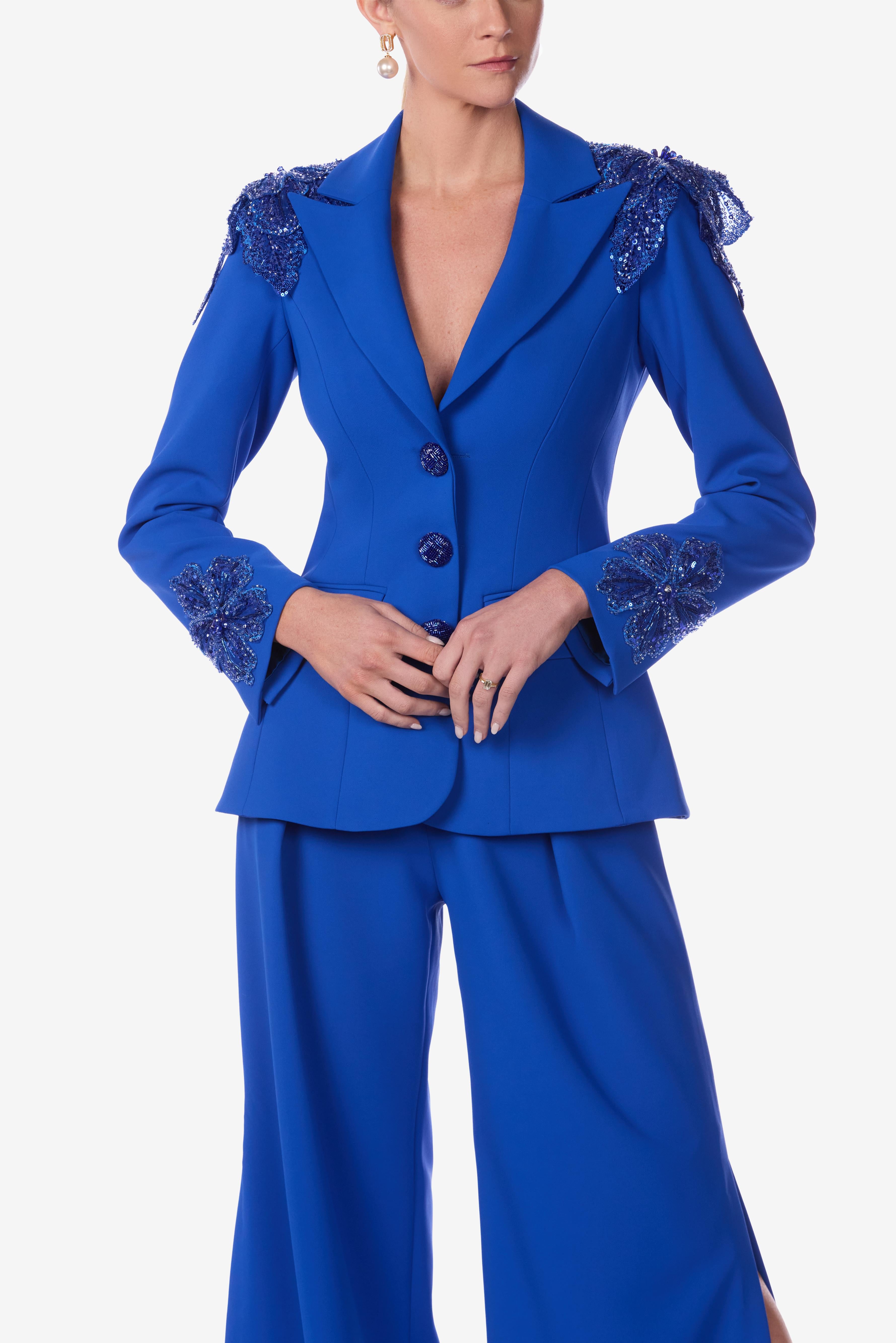 Tailored Embellished Stretch Crepe Jacket