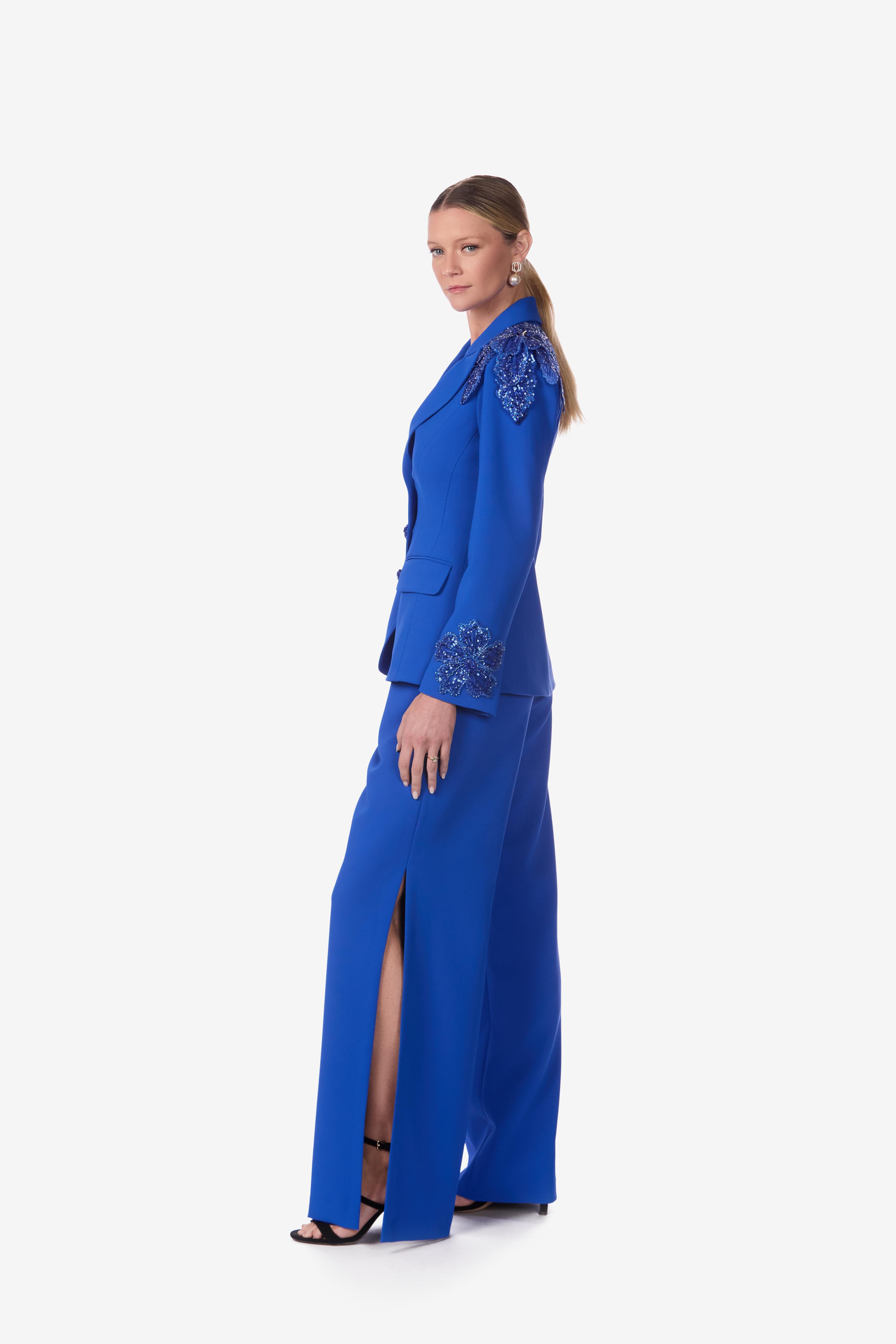 Tailored Embellished Stretch Crepe Jacket