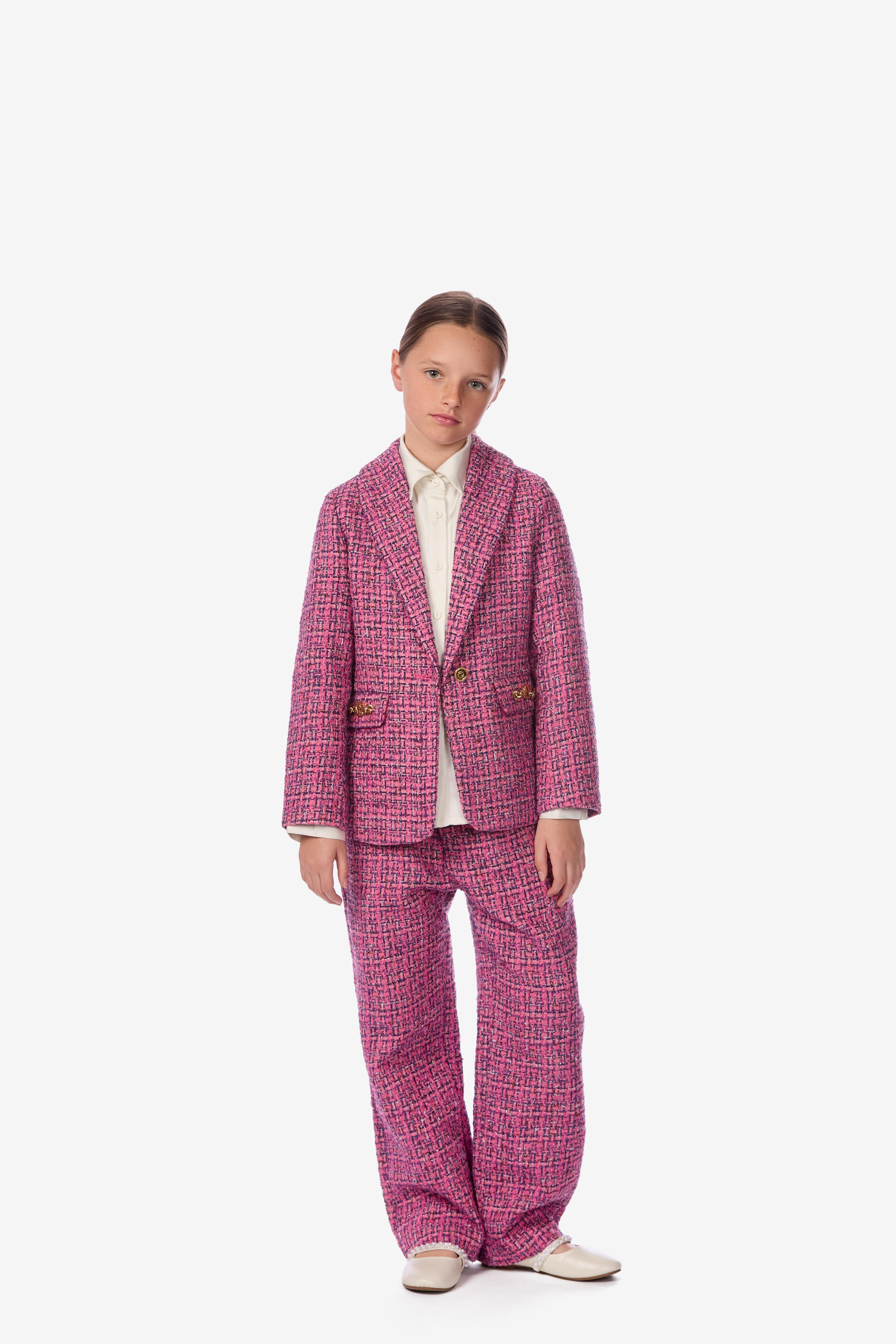 Sequin-Embroidered Bouclé Pants