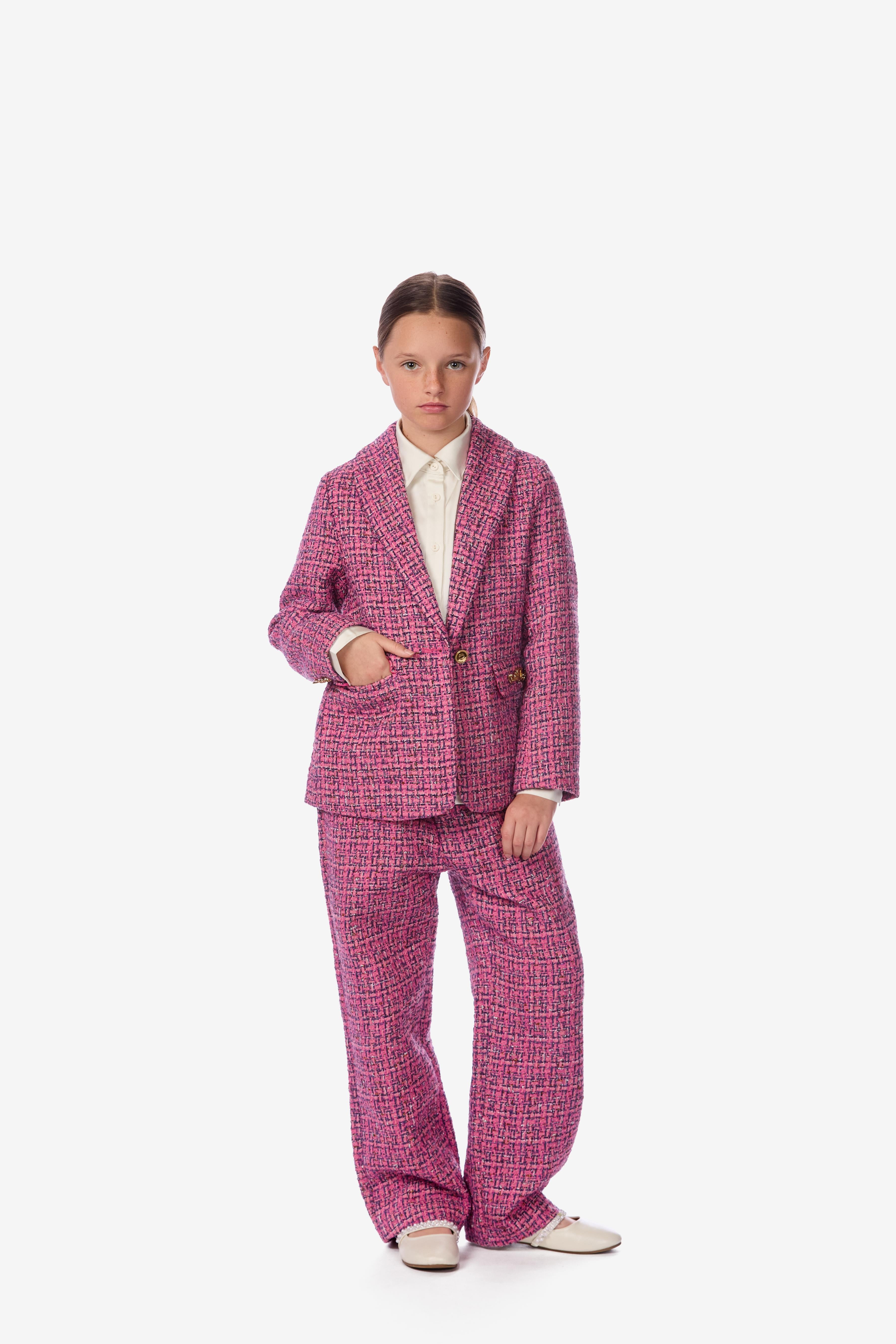 Sequin-Embroidered Bouclé Pants