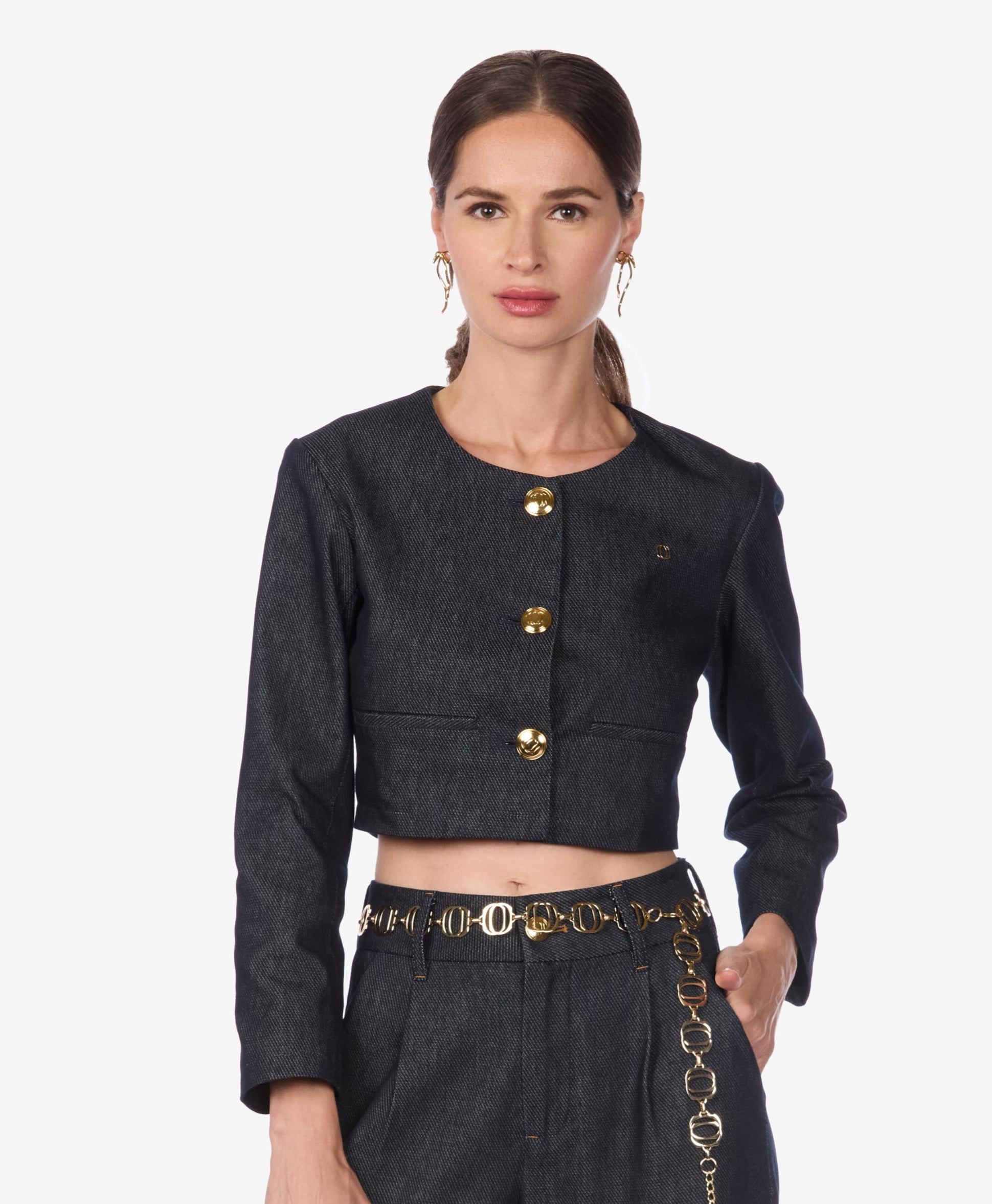 Tailored Cropped Denim Jacket