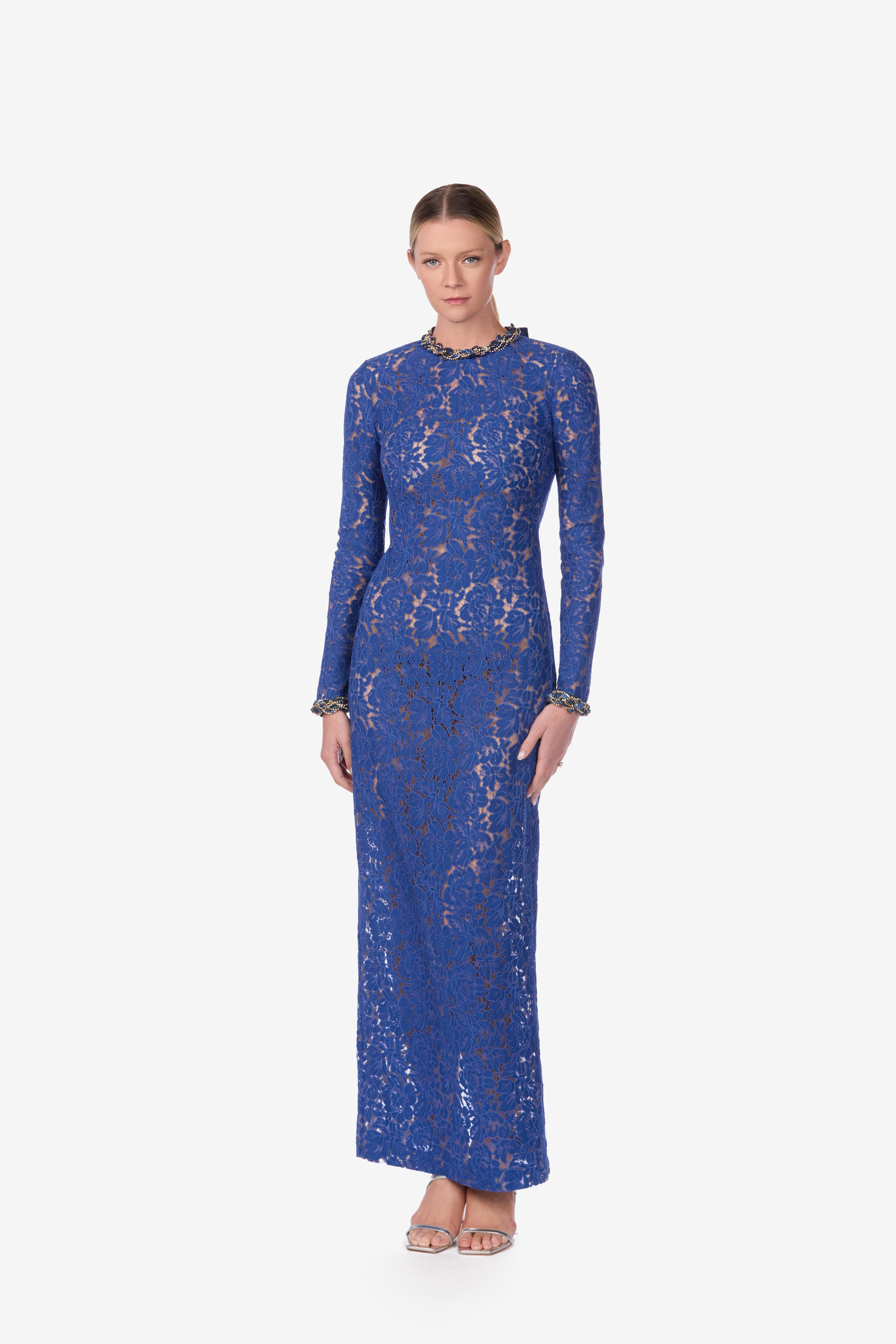 Floral Lace Fitted Gown